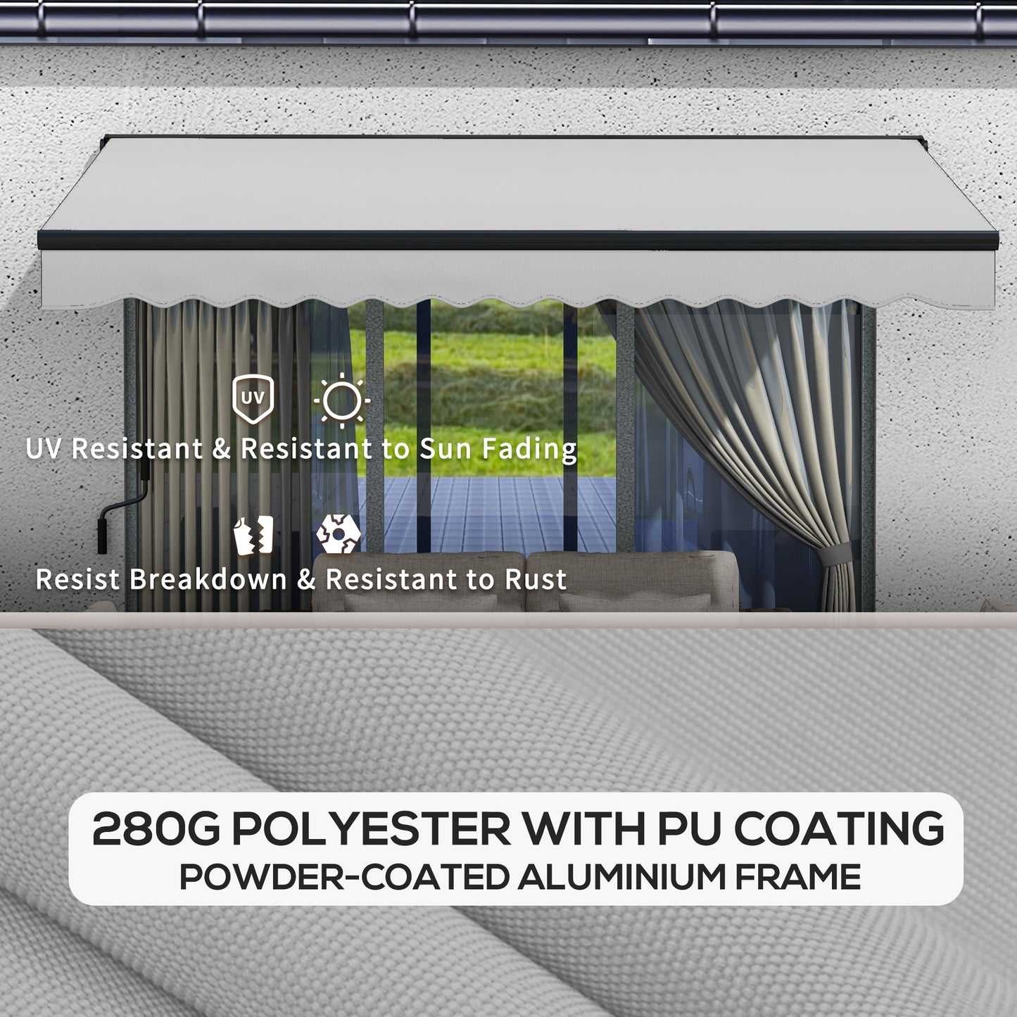 2.5 x 3.5m Aluminium Frame Electric Awning, with Remote