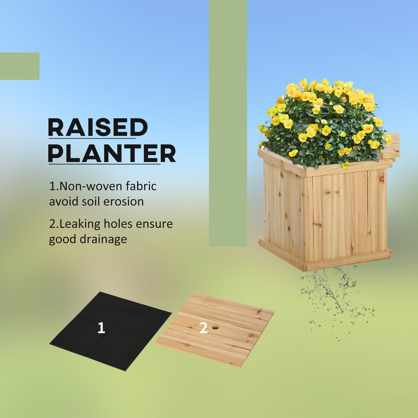 37L Wooden Garden Planter & Bench Combination Garden Raised Bed