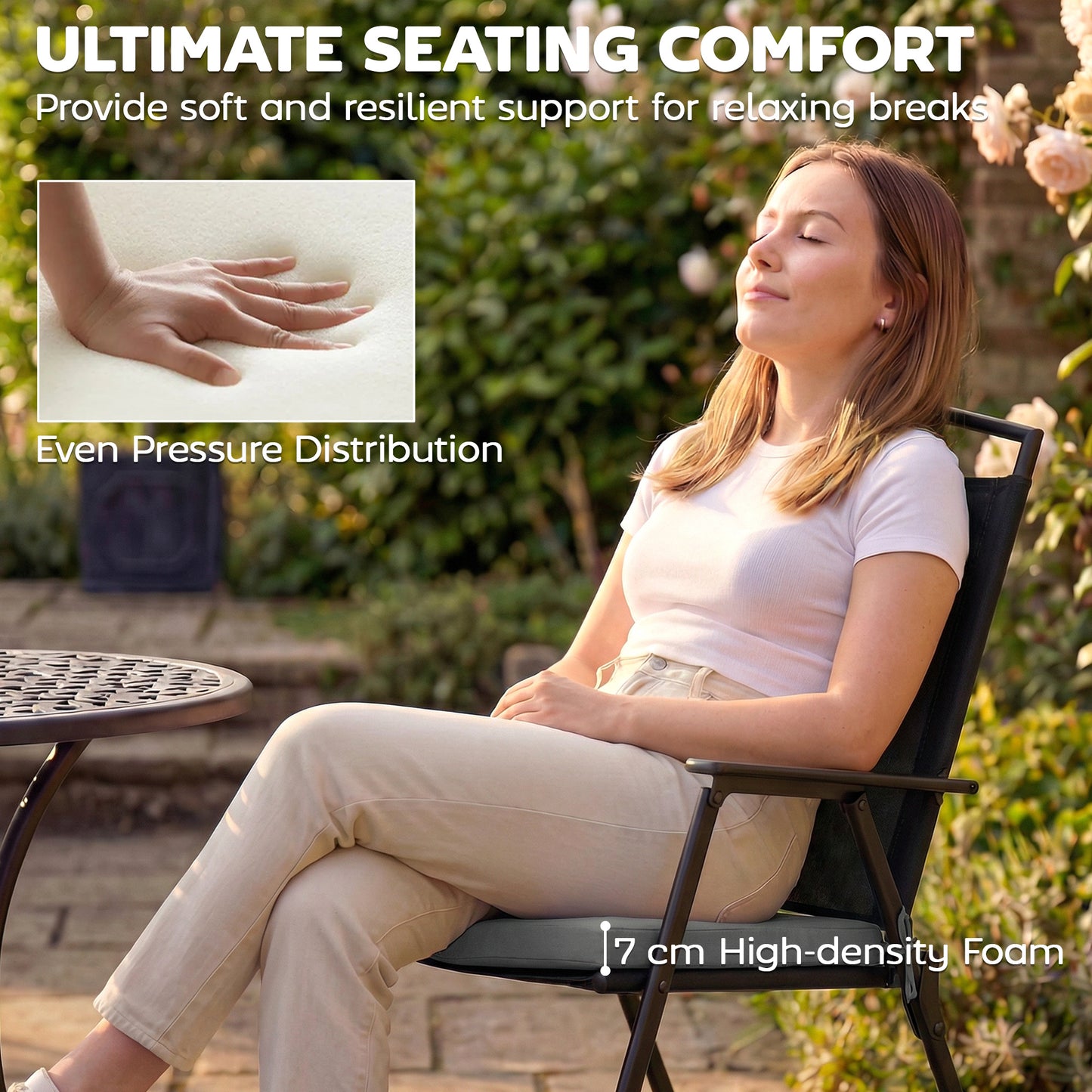 Set of 6 Outdoor Seat Cushions with Machine Washable Cover