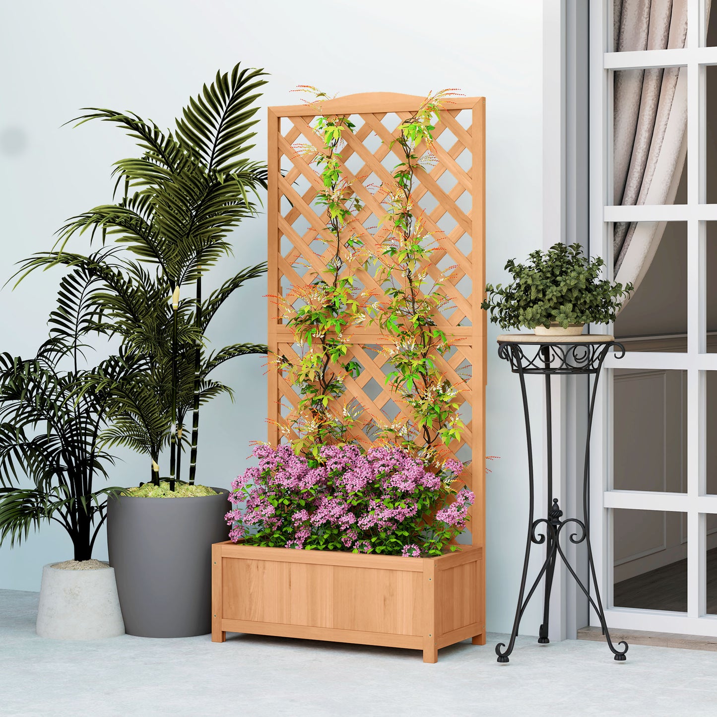 Wooden Planter with Trellis (1)