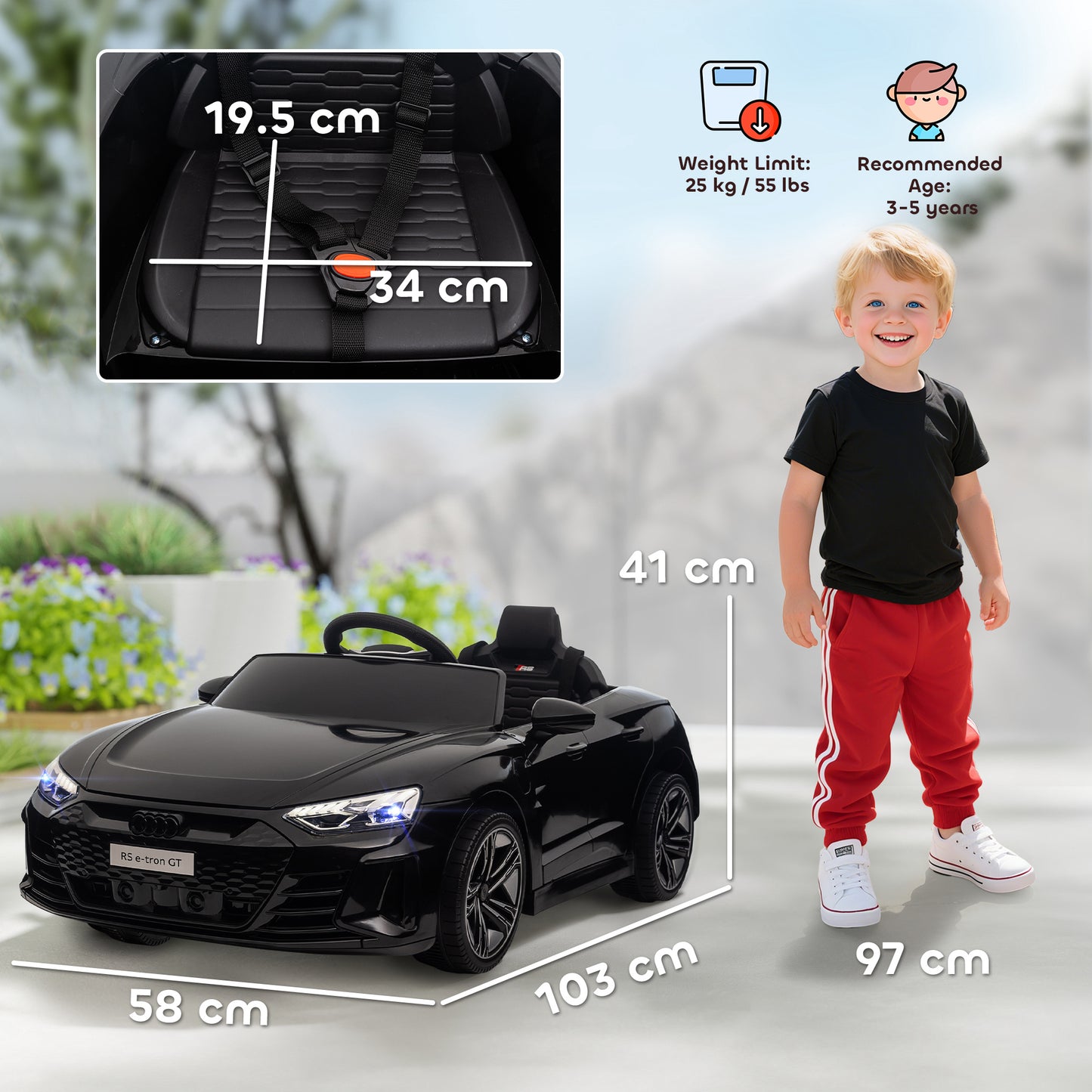 Audi Licensed 12V Kids Electric Ride-On, with Remote Control