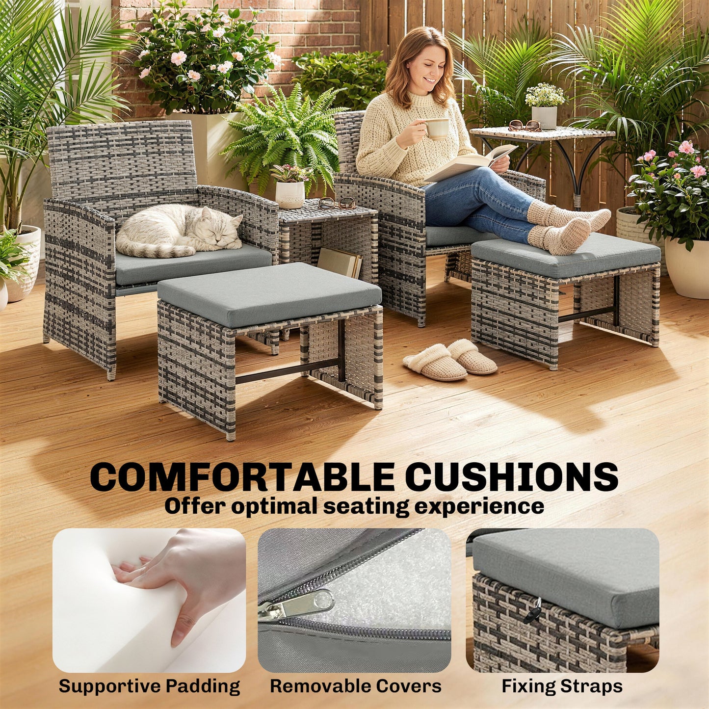 6 Piece Rattan Garden Furniture