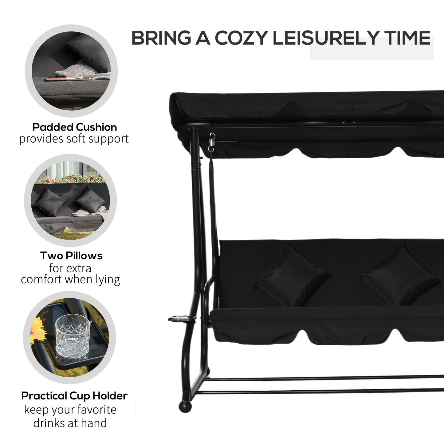 Three-Seater Garden Swing Bed