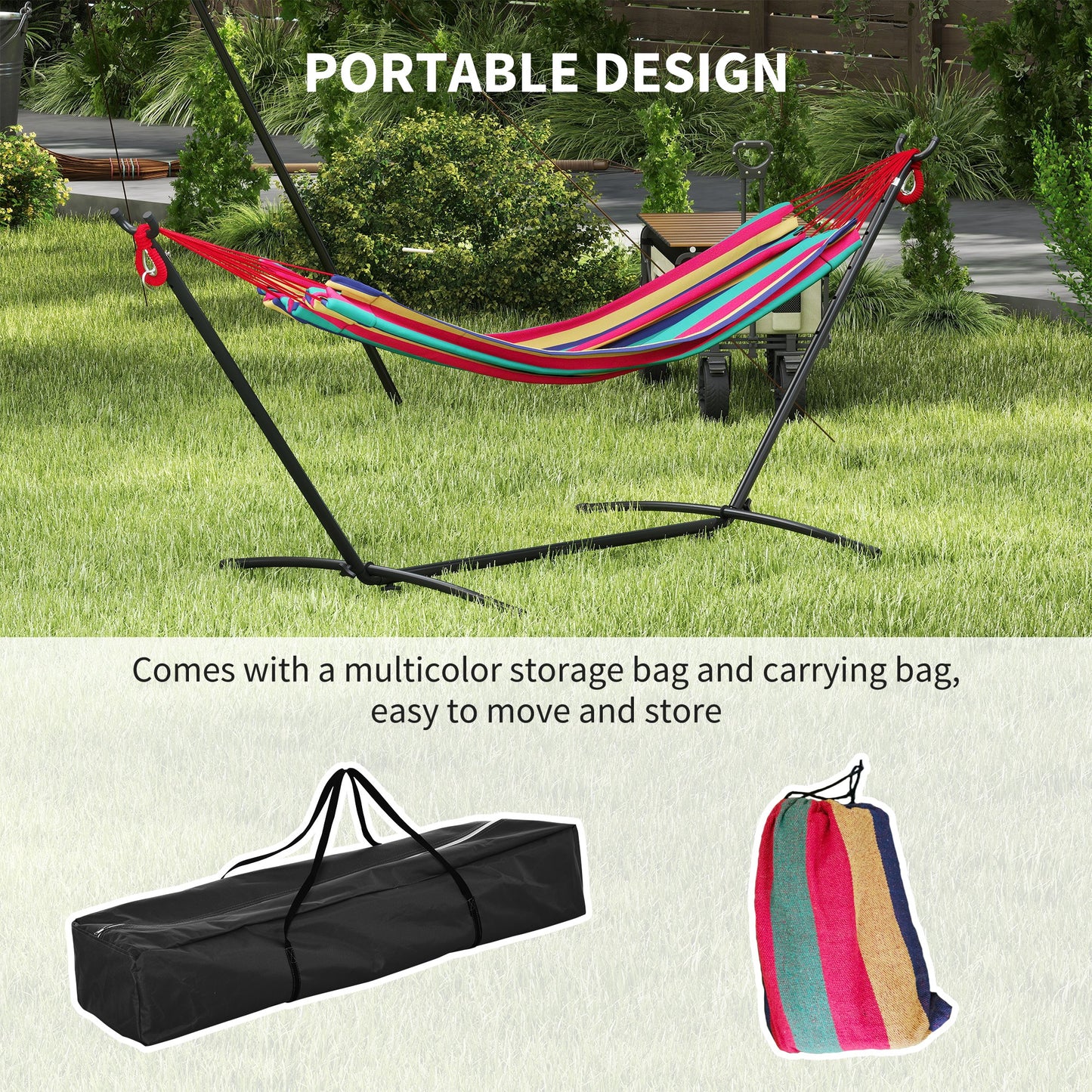 298 x 117cm Hammock with Stand Camping Hammock