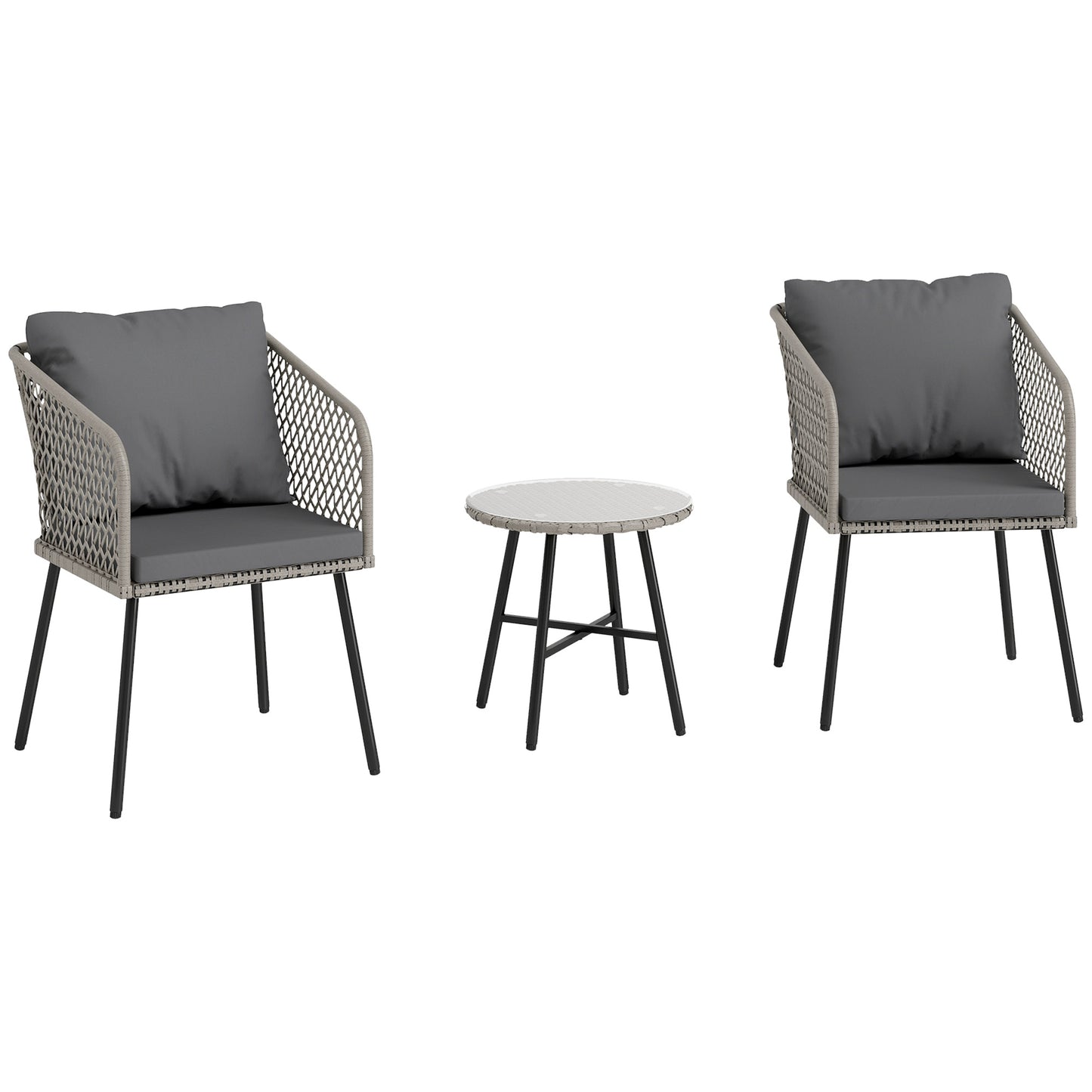 Three-Piece Cut-Out Rattan Chair and Table Set