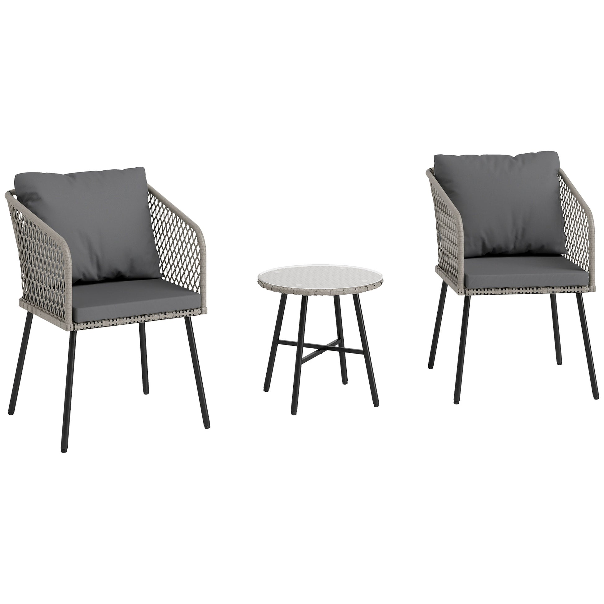 Three-Piece Cut-Out Rattan Chair and Table Set