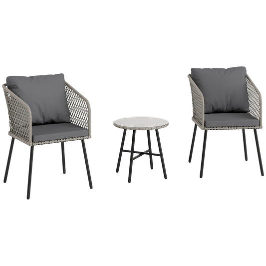 Three-Piece Cut-Out Rattan Chair and Table Set