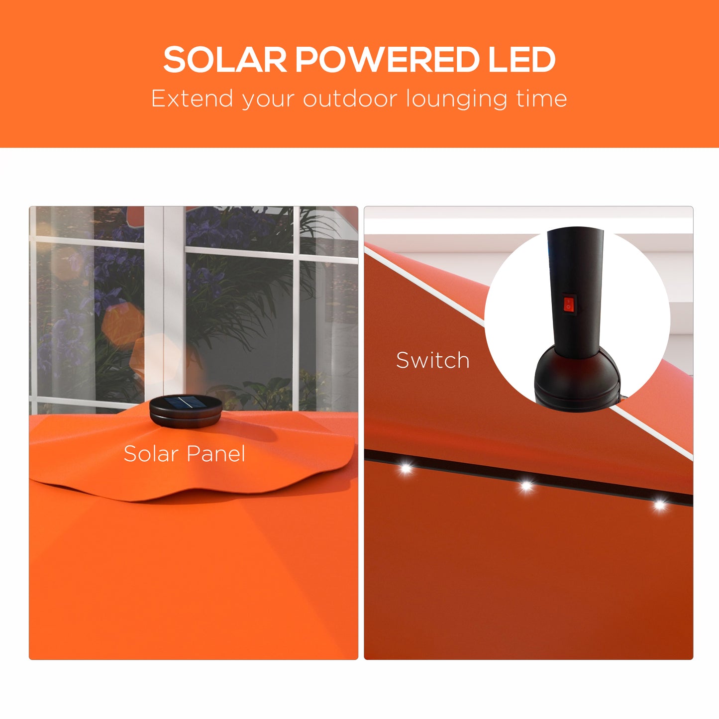 Solar Patio Umbrella with LED and Tilt