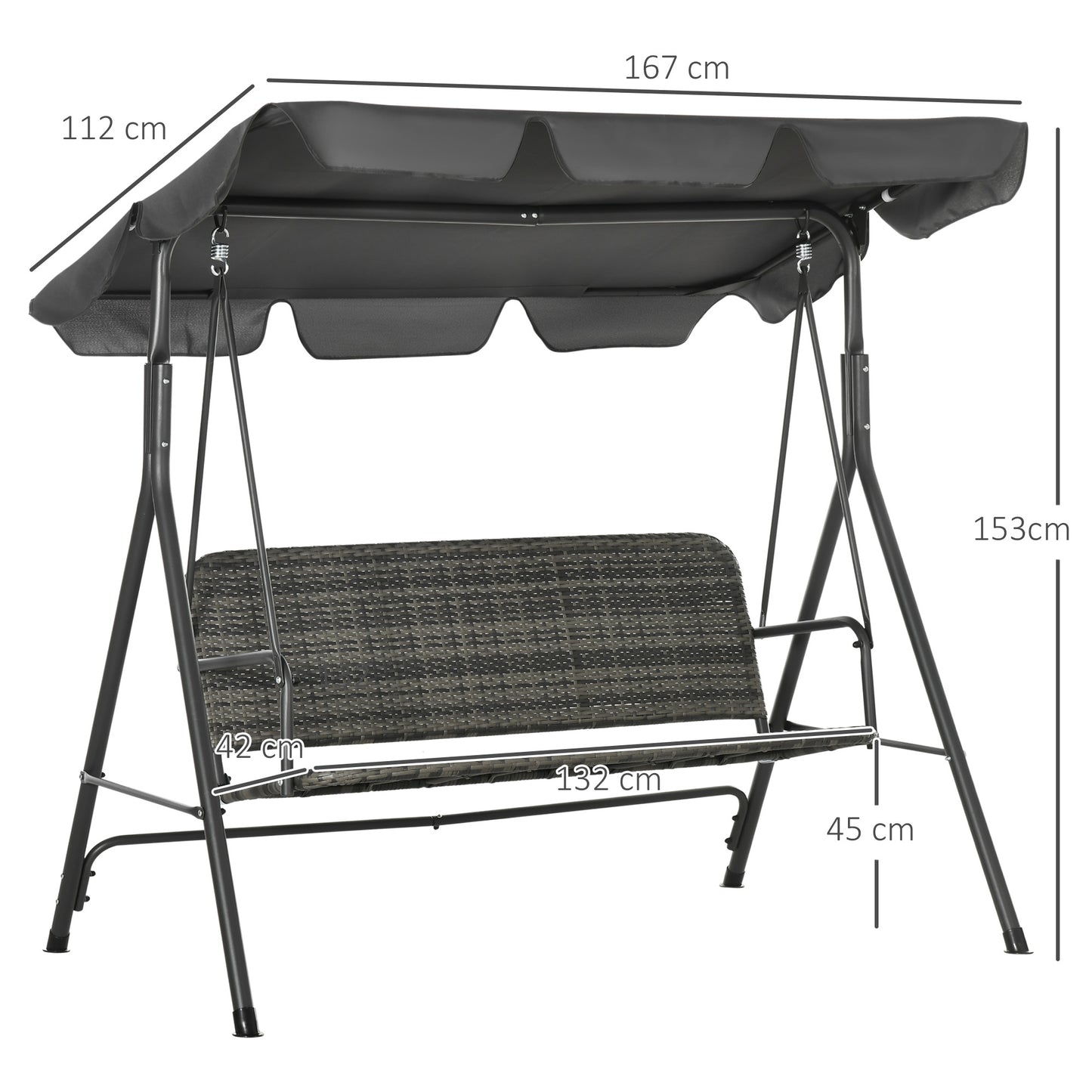 3-Seater Outdoor PE Rattan Swing Chair