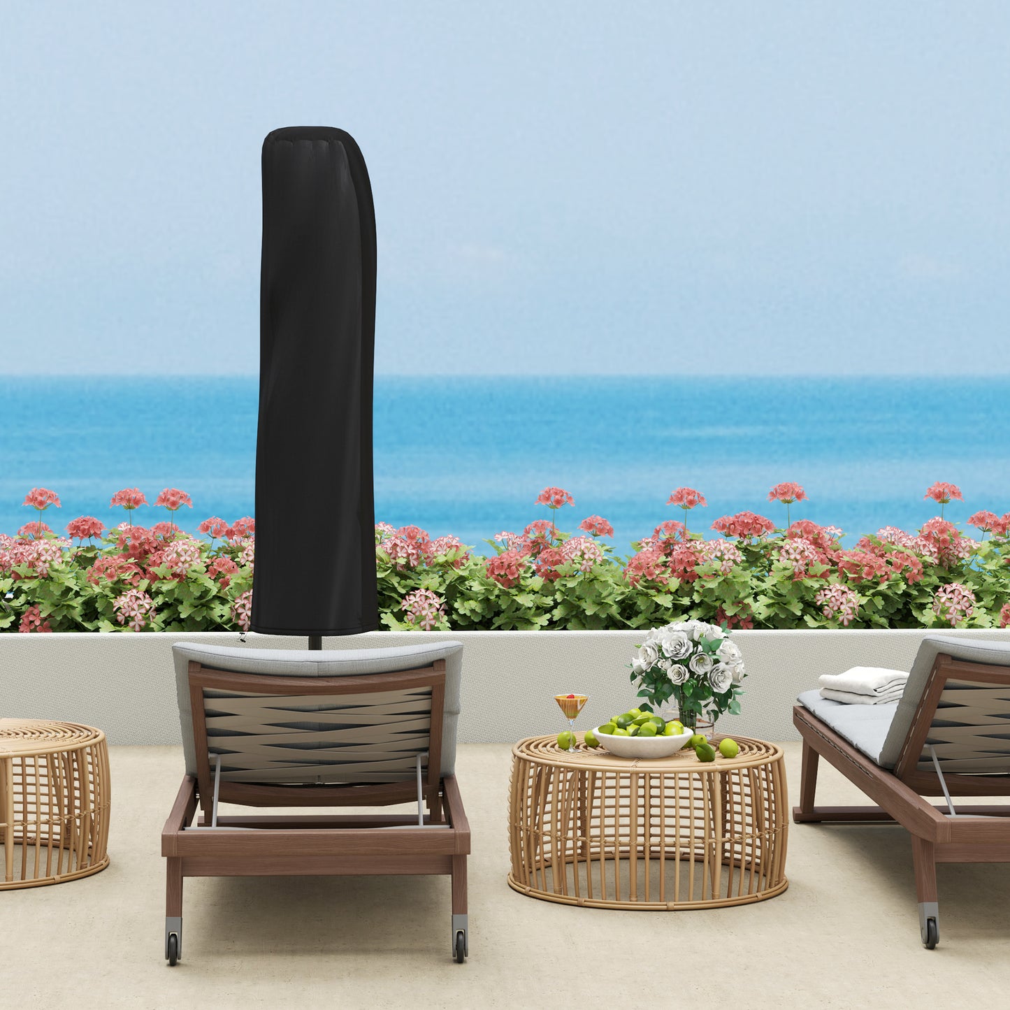 3(m) Garden Cantilever Parasol with Cover and Wind Protection Strap