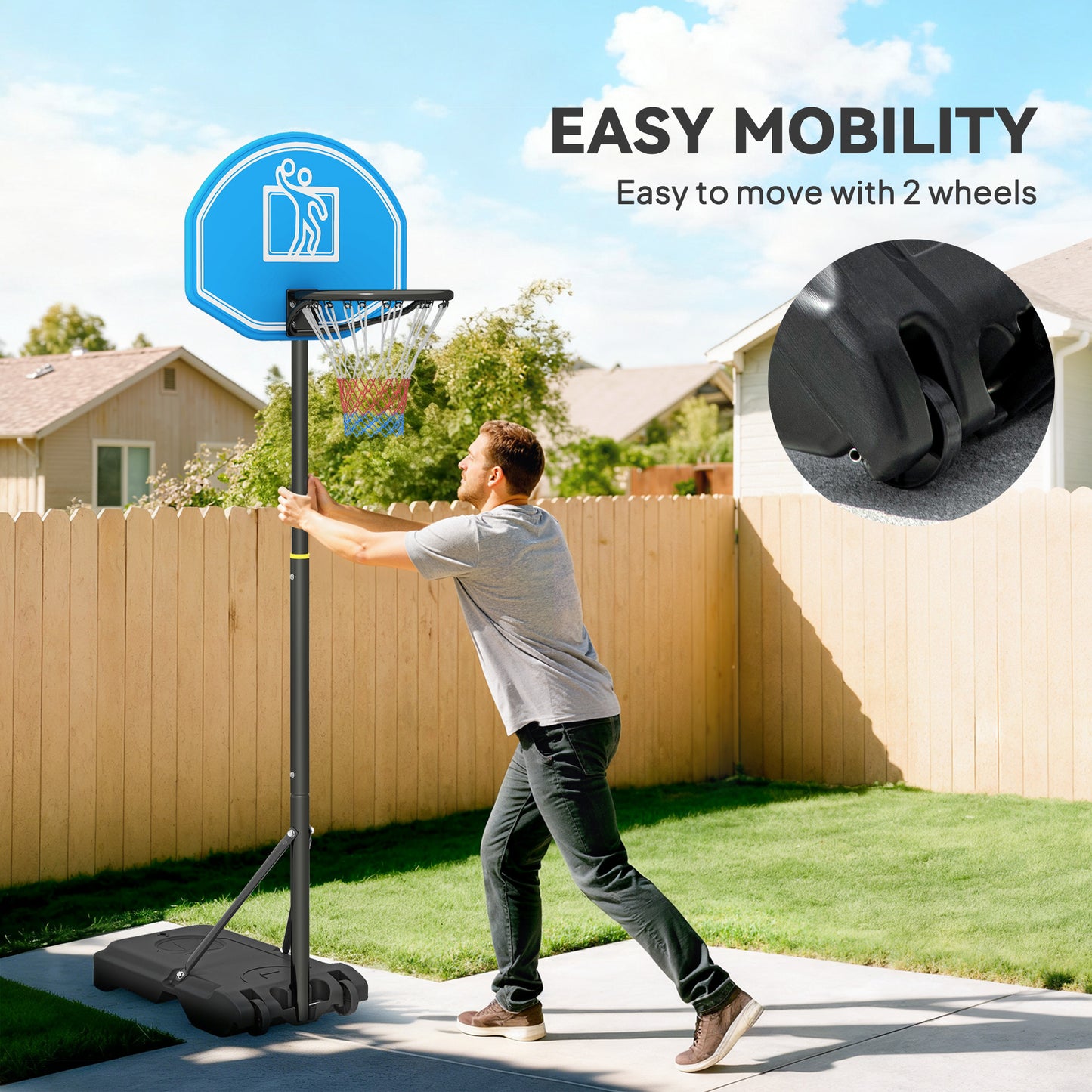 Adjustable Basketball Hoop and Stand, with Wheels and Weight Base