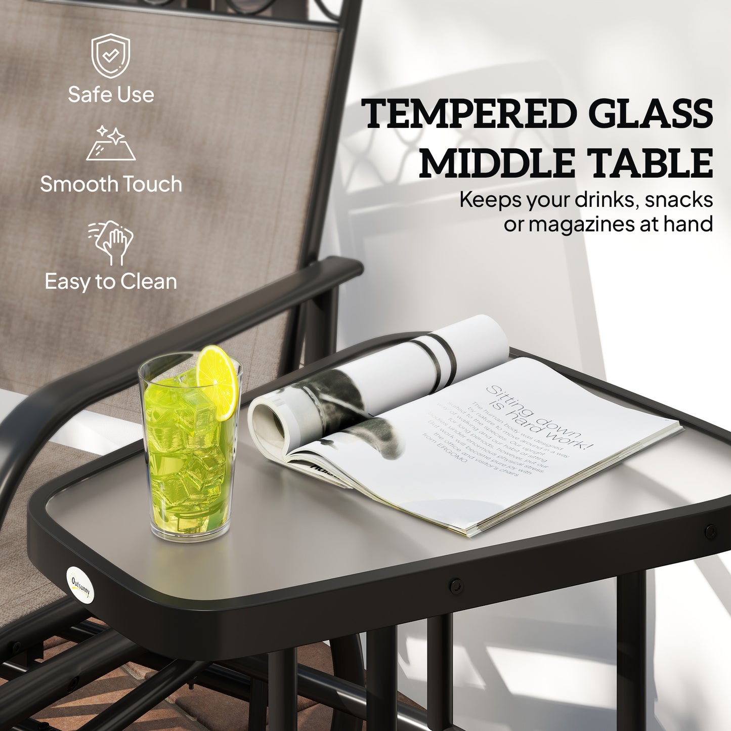 Double Outdoor Glider Chair, 2 Seater Patio Rocking Chairs