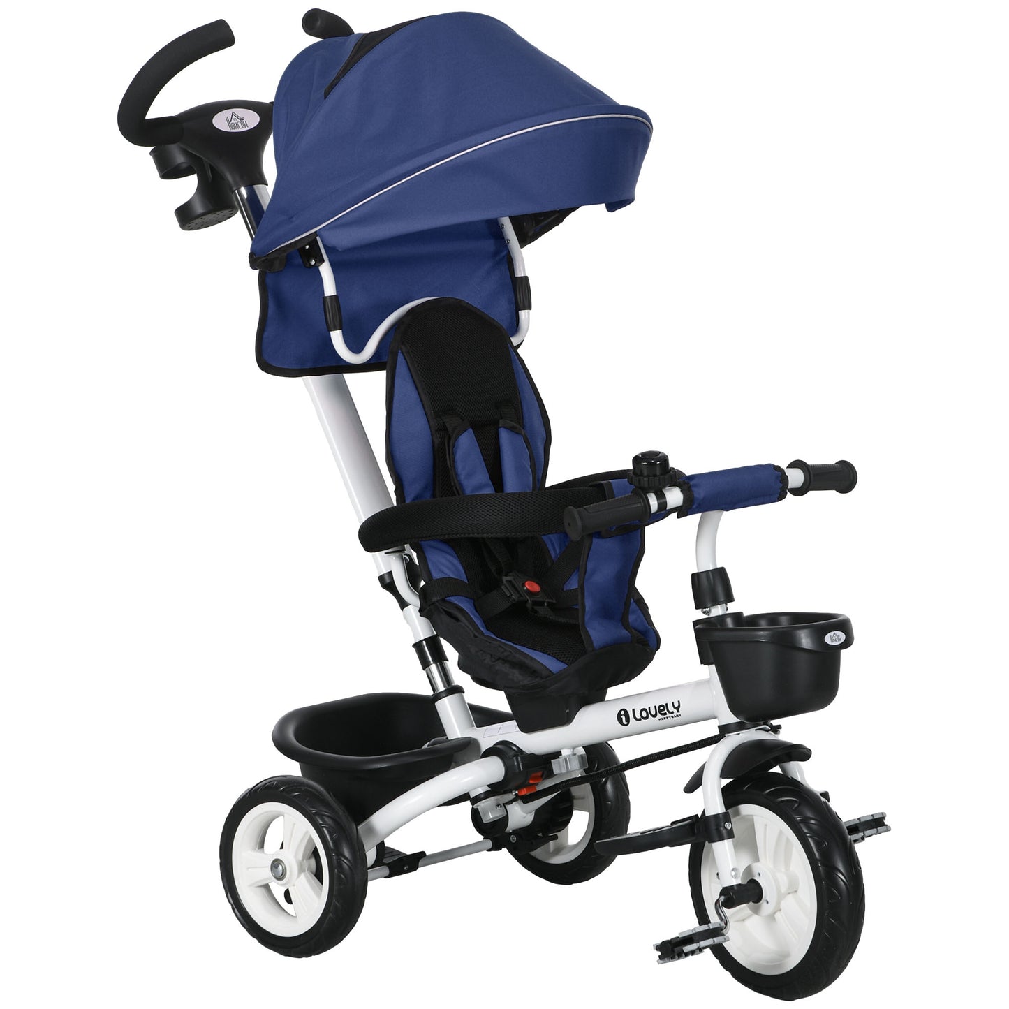 Metal Frame 6 in 1 Baby Push Tricycle with Parent Handle