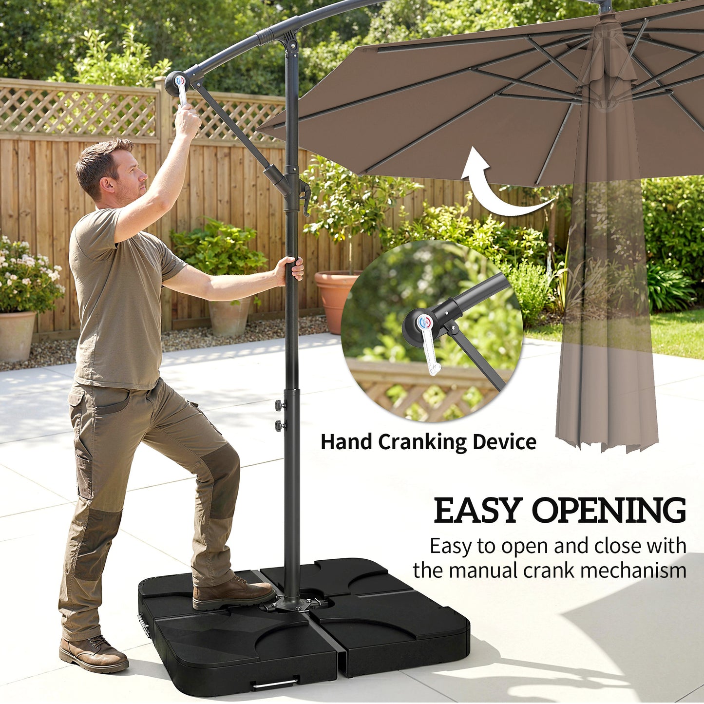 3m Overhanging Parasol, with Base, Weights and Cover