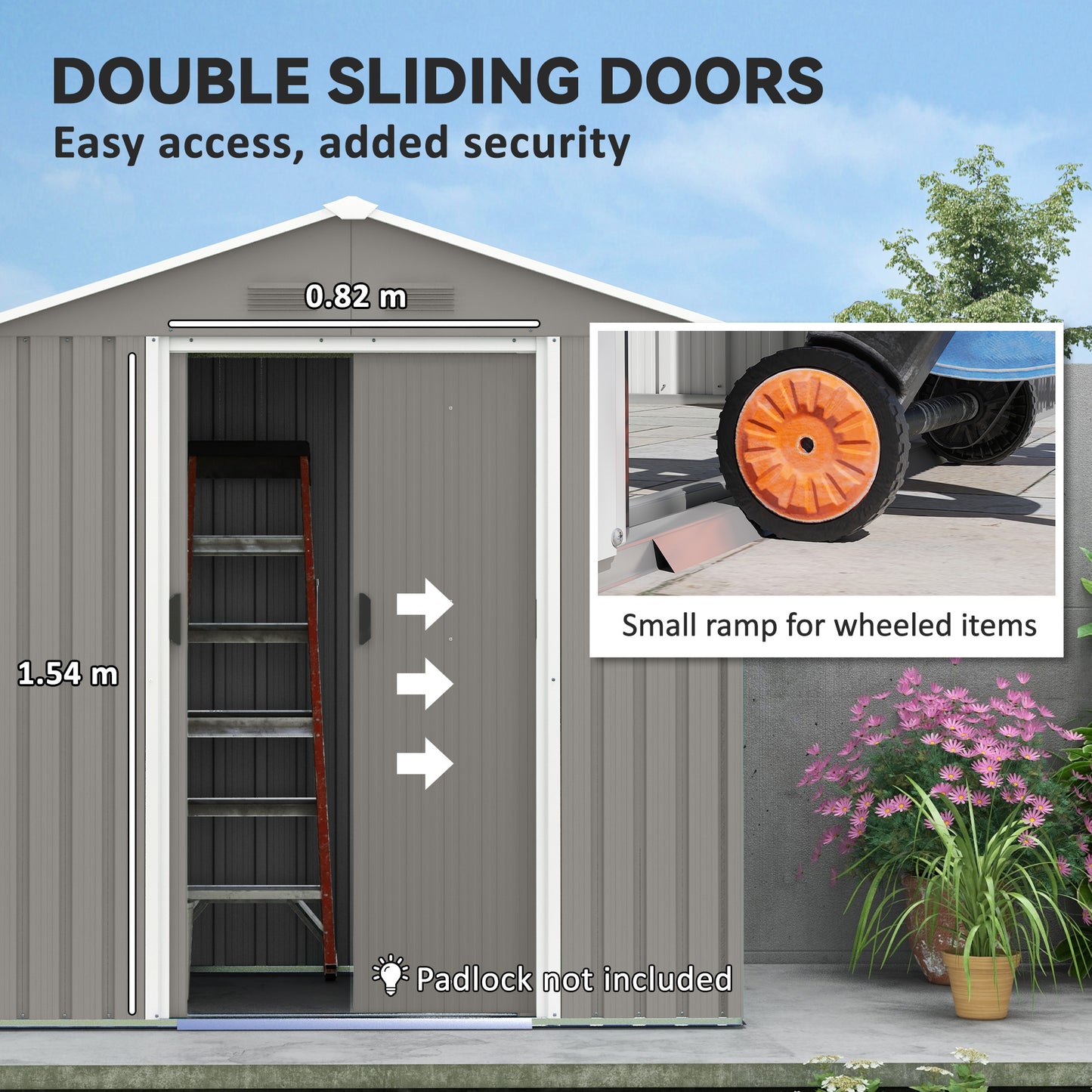 6.5ft x 3.5ft Metal Garden Storage Shed for Outdoor Tool Storage