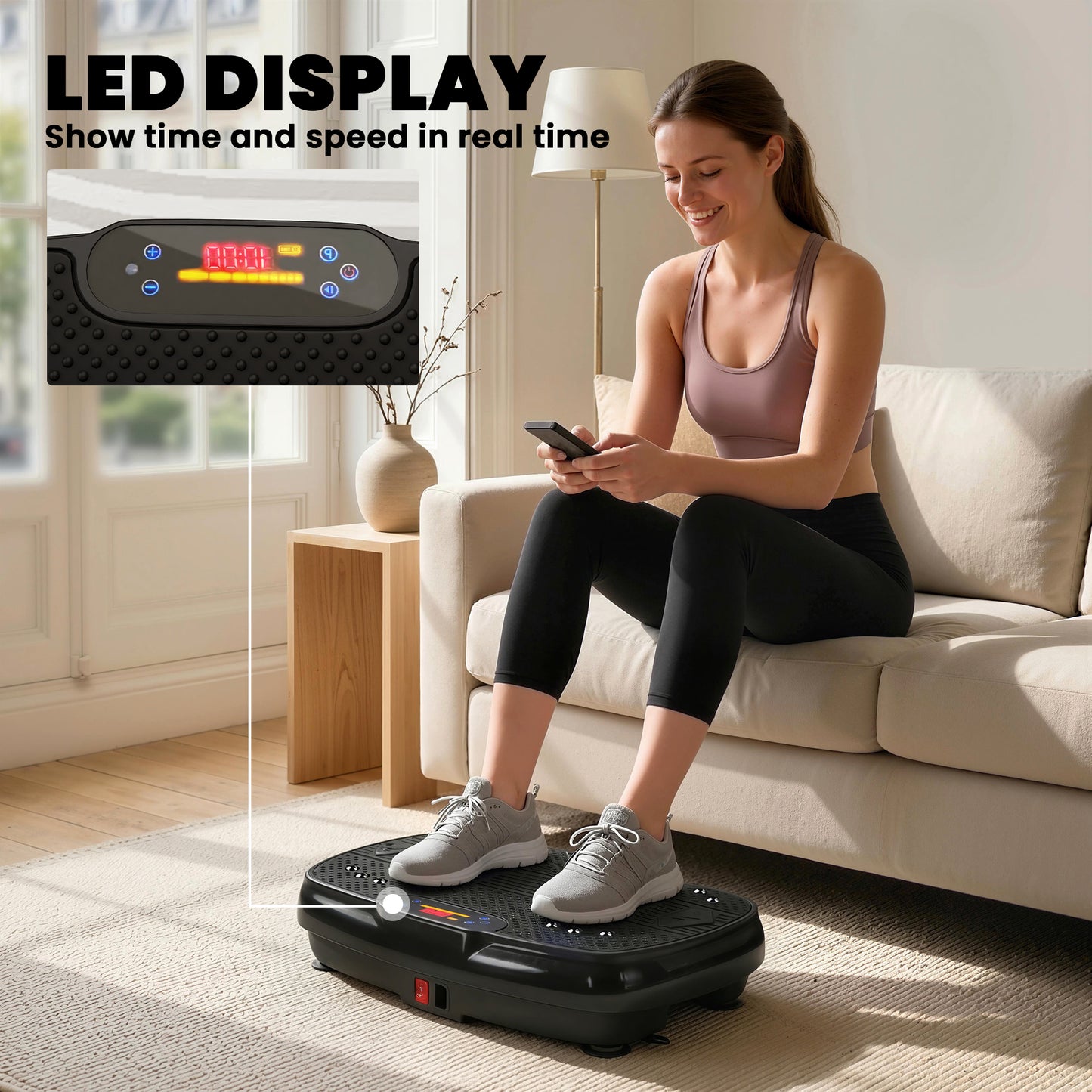 Vibration Plate Exercise Machine with 120 Speed Levels, 5 Programs