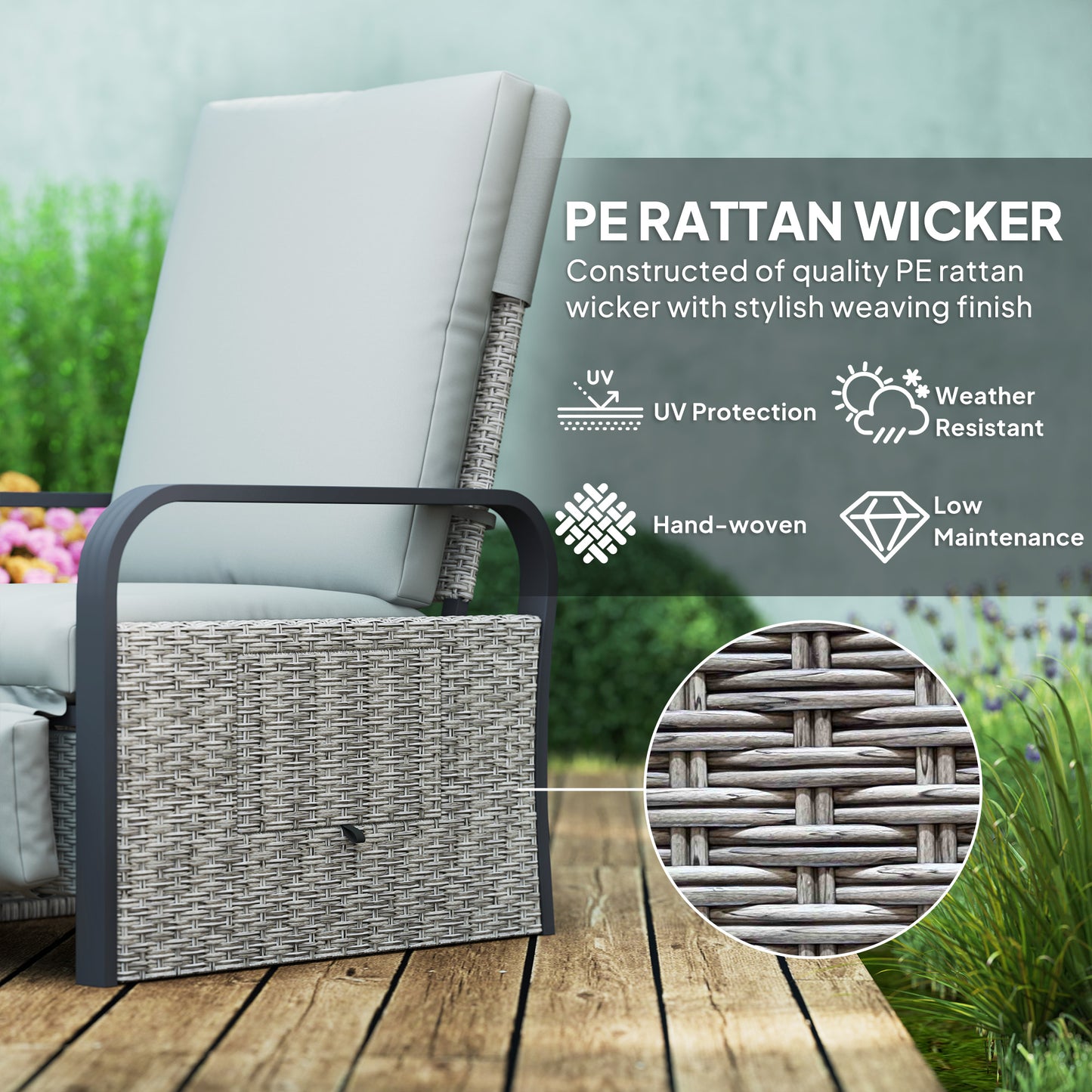 140° Reclining Rattan Armchair