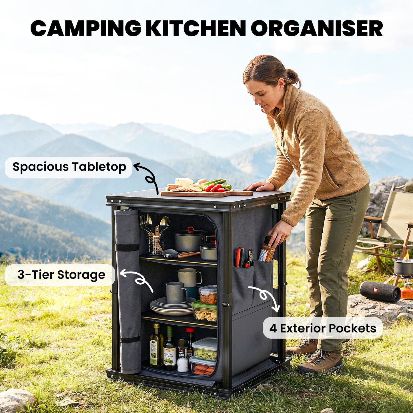 Camping Camping Cupboards, Folding Portable Kitchen Table