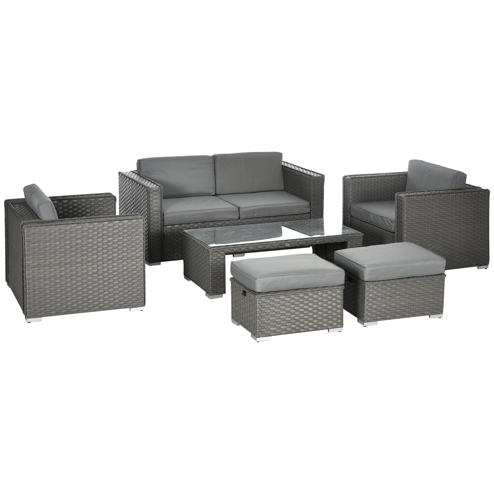 6PC Garden Rattan Sofa Set Bonzer Outdoor Furniture Patio Table