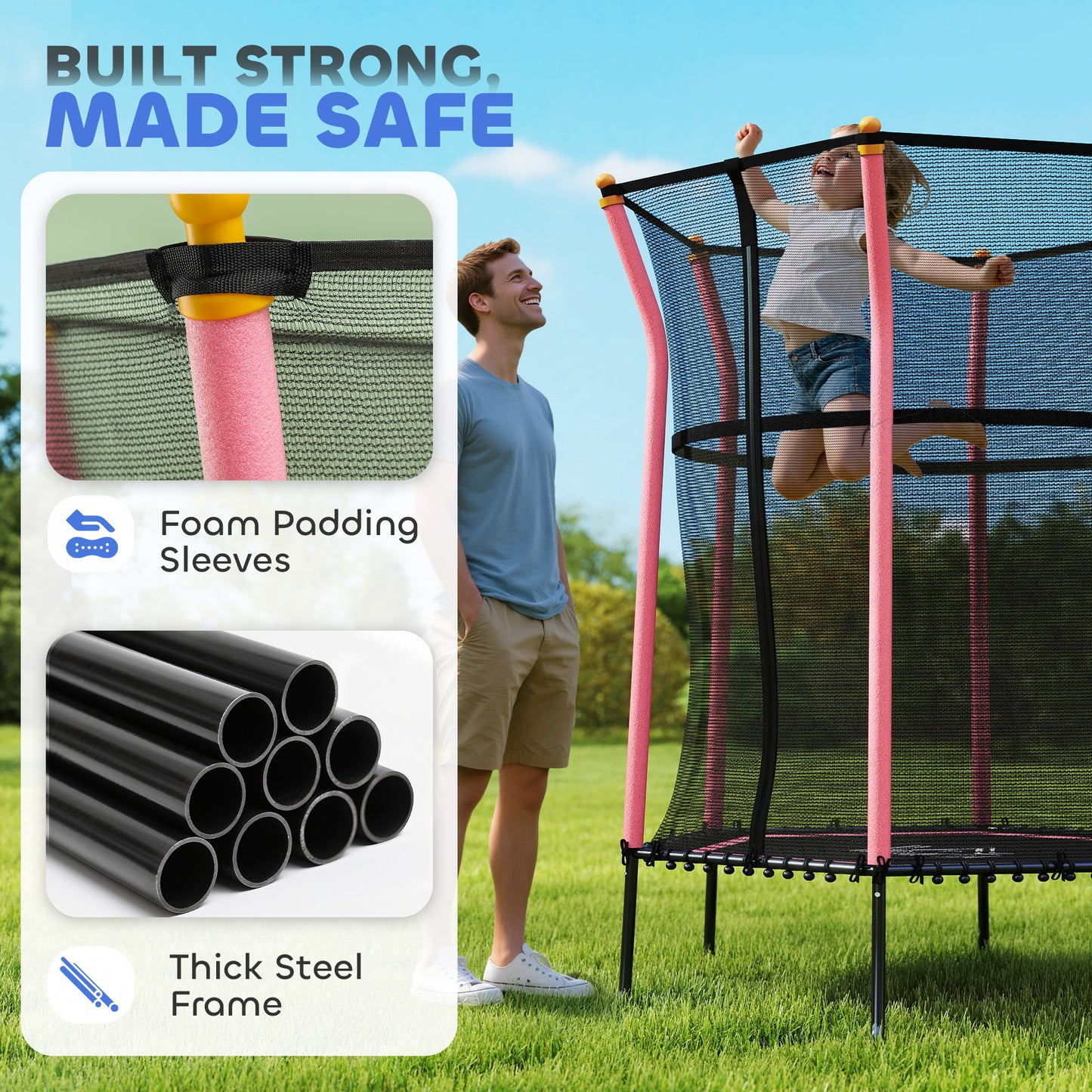 Kids Trampoline Mini Bouncer with Enclosure Safety Net