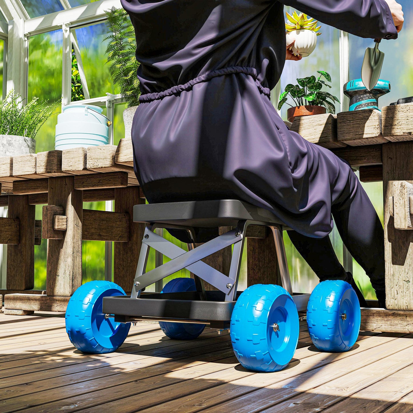 Garden Storage Cart, with Top Seat
