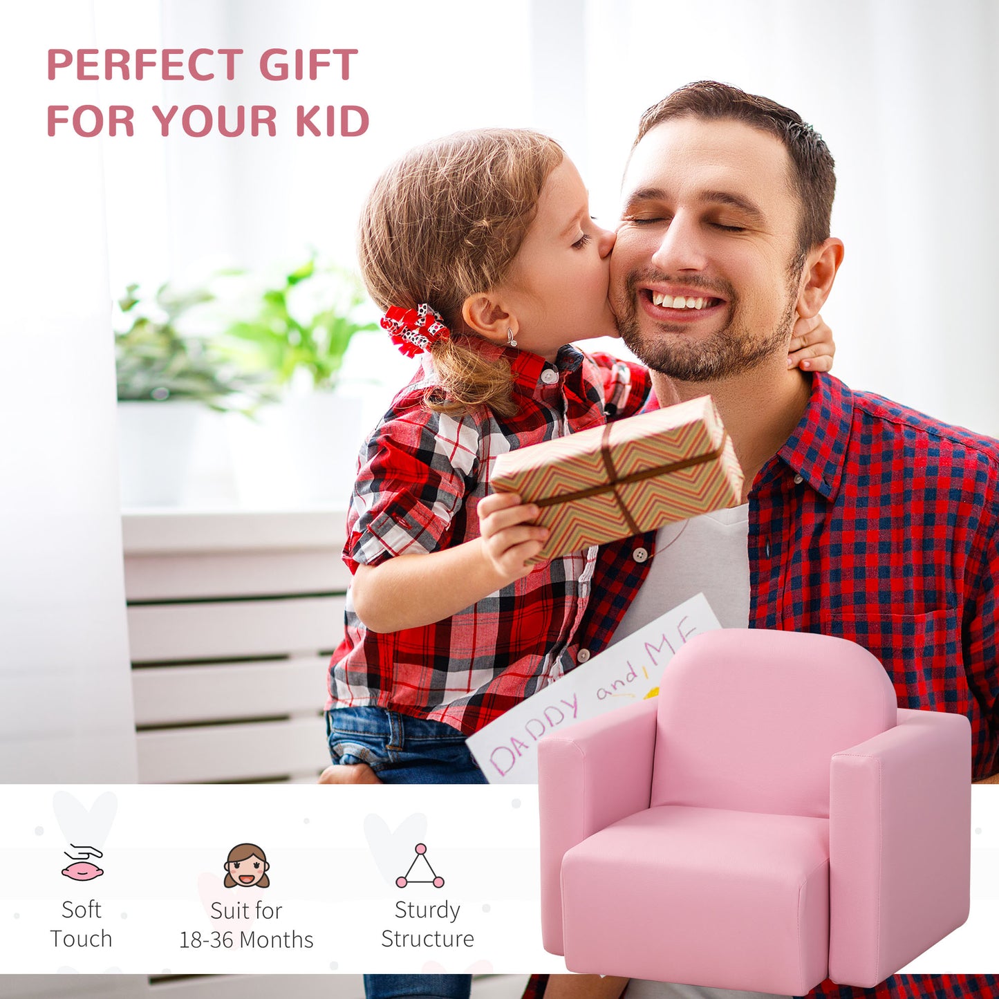 2 In 1 Toddler Sofa Chair,  48 x 44 x 41 cm, for Game Relax Playroom