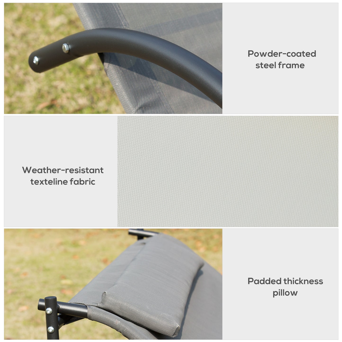 Double Sun Lounger, Rocking Lounger Sunbed Daybed with Armrest