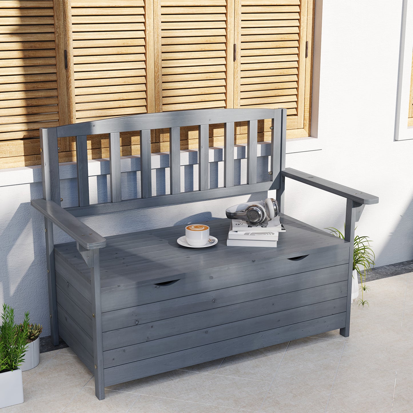 Two-Seater Garden Storage Bench