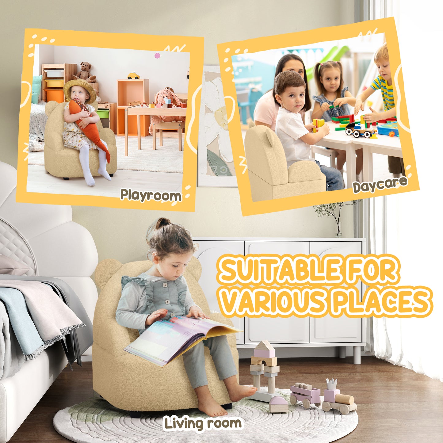 Kids Armchair, Bear Shaped Toddler Chair