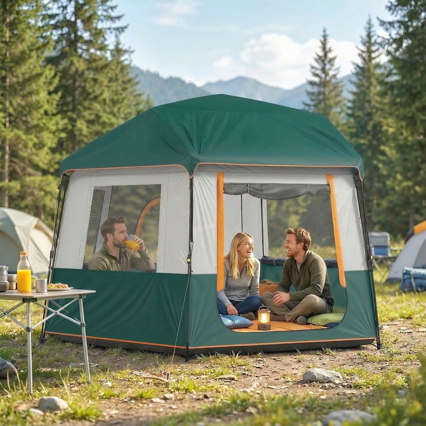 Cabin Tent Easy Setup 3000mm Waterproof Camping Tent 4 Person