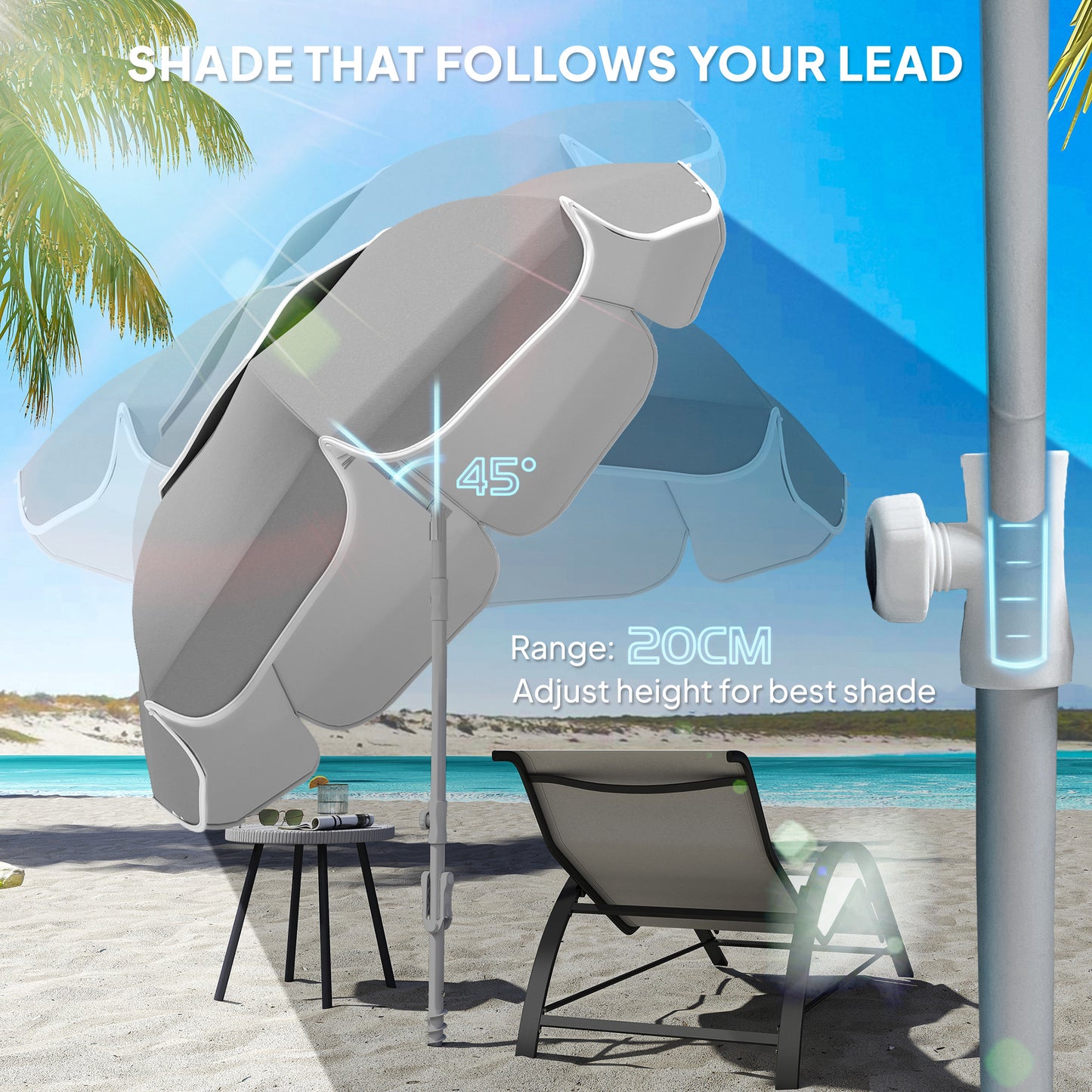 Beach Umbrella Portable with Sand Anchor, Carry Bag