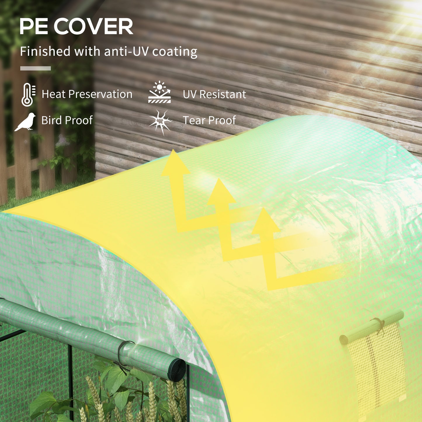 180 x 180cm Walk-In Polytunnel Greenhouse