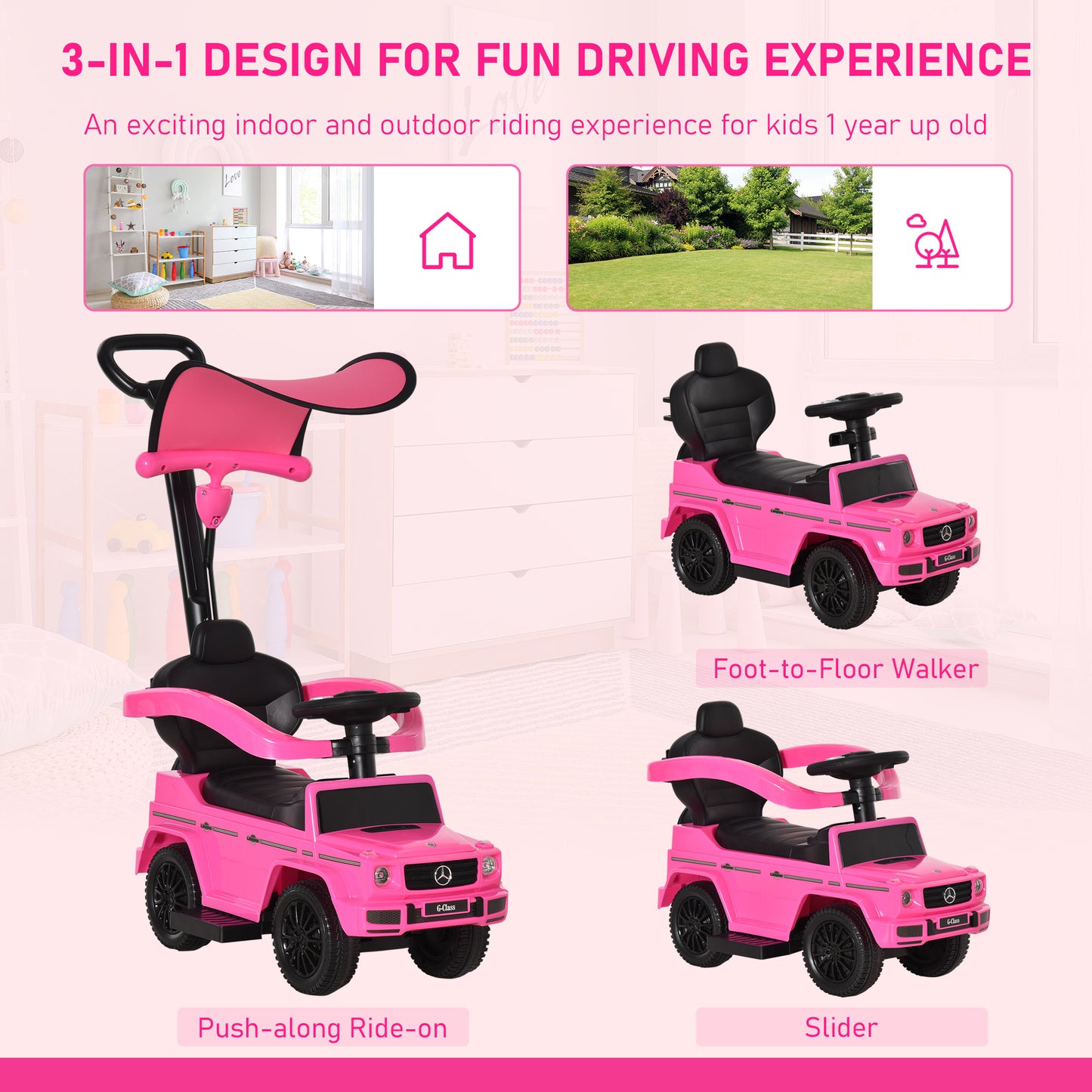 3 in 1 Kids Children Ride on Push Car Toddler Sliding Car G350