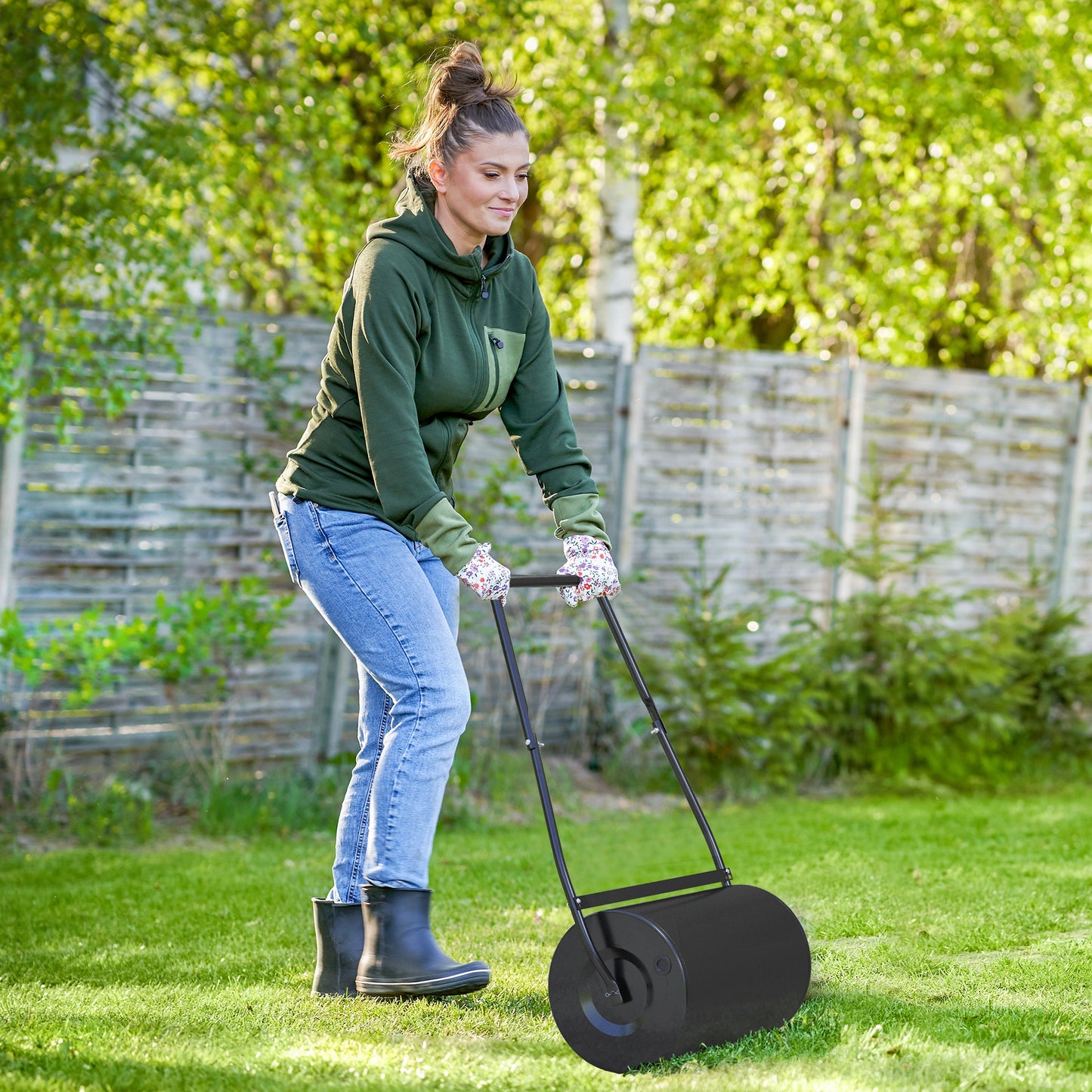 38L Garden Lawn Roller, Water Sand Filled Outdoor Grass Roller