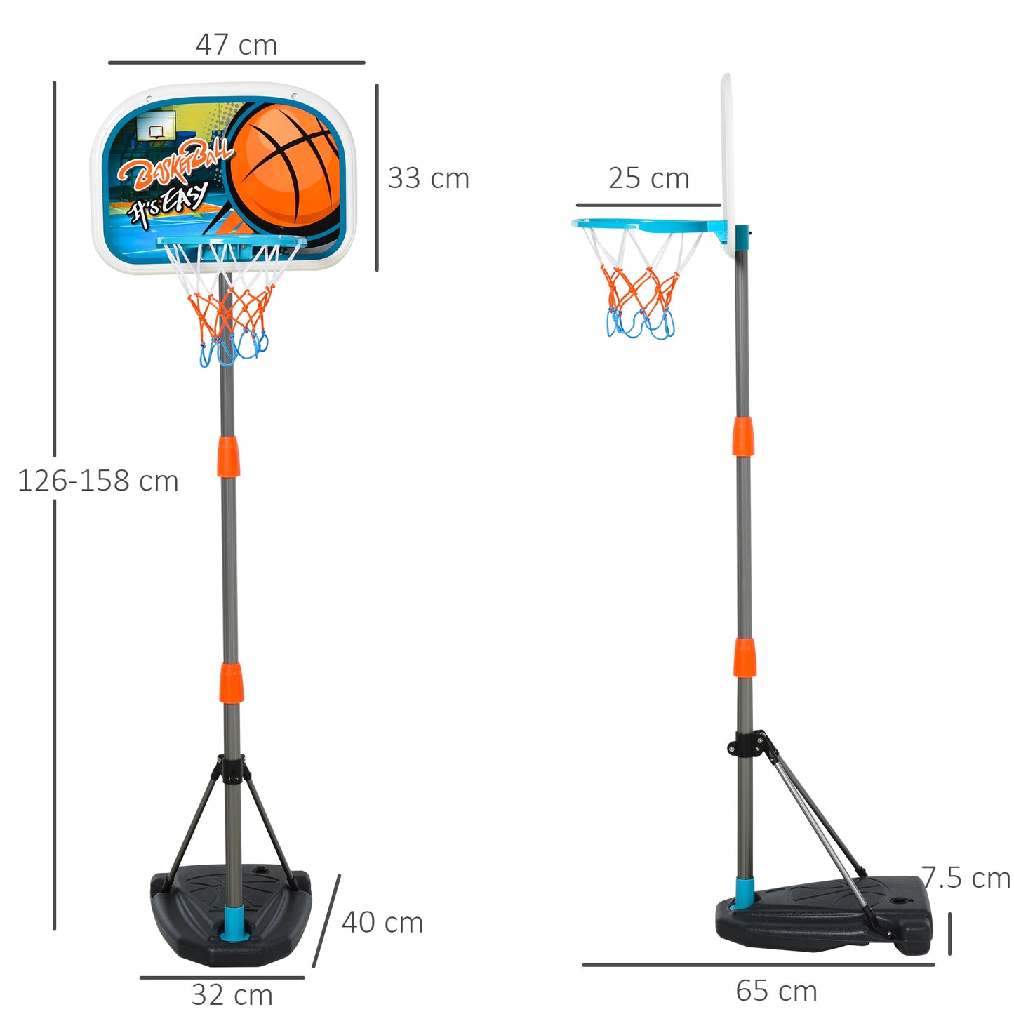Kids Basketball Hoop and Stand Portable Basketball Stand Set w/