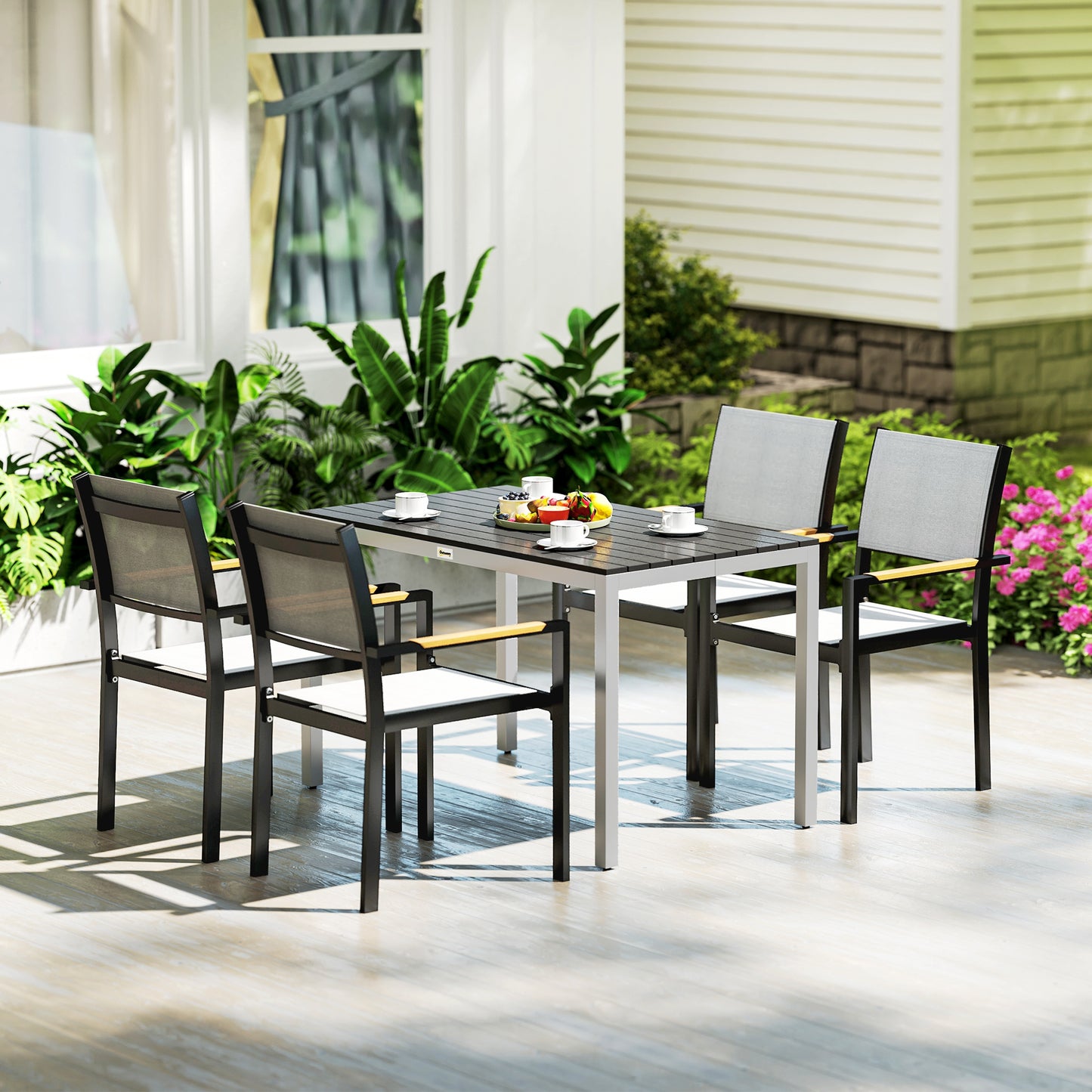 Garden Table for 4-6, 120 x 70 cm Outdoor Dining Table