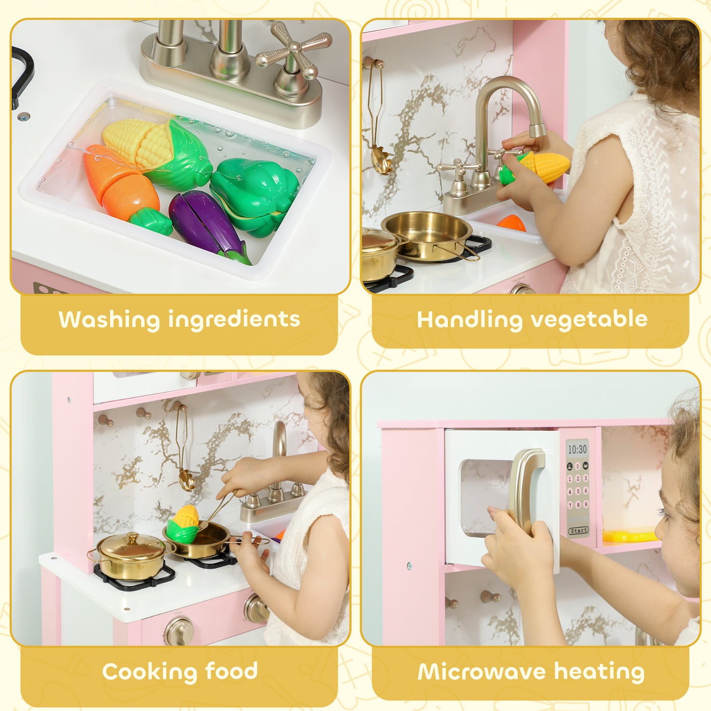 Kitchen Playset with Pretend Play Cooking Accessories