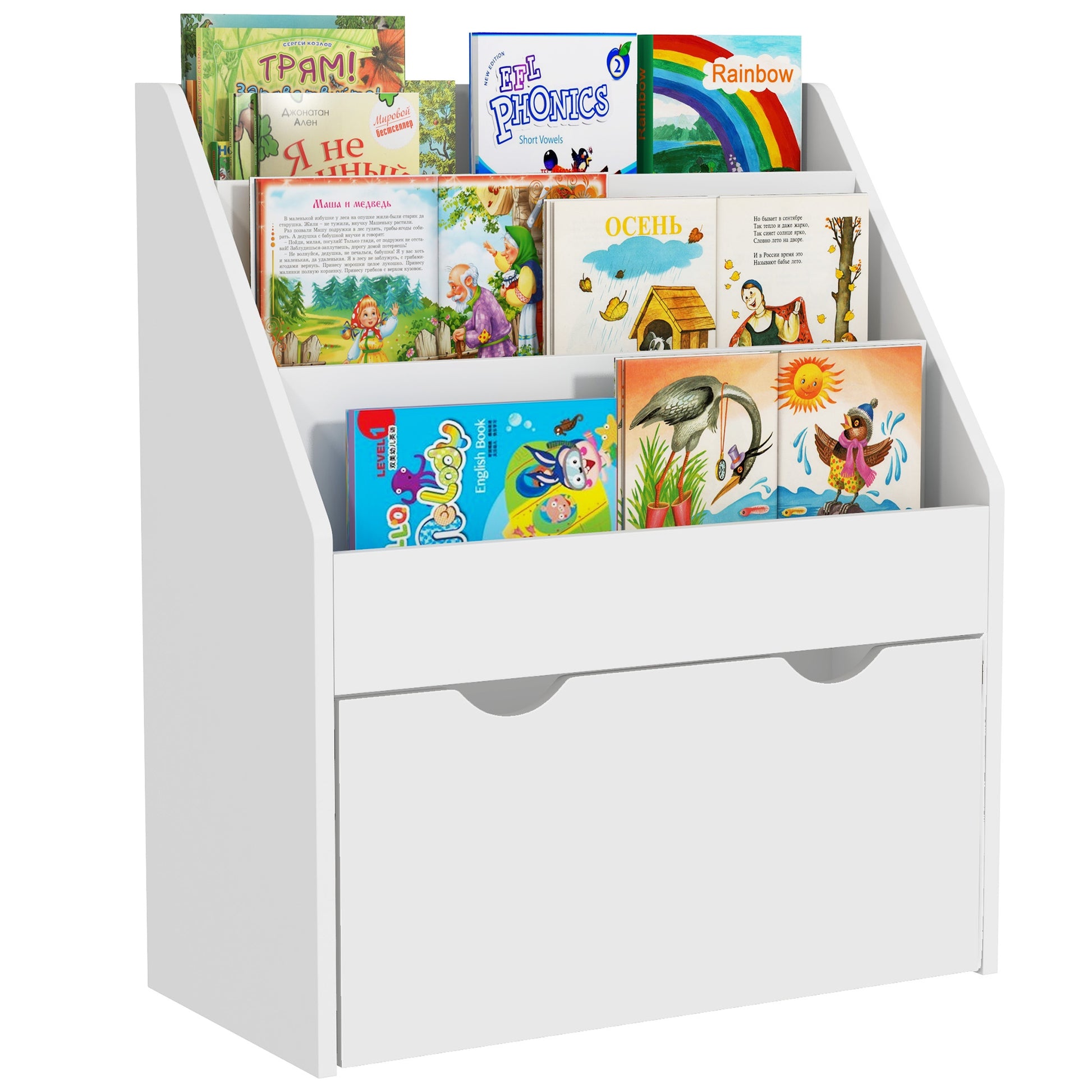 Bookcase for Kids with Shelves, Drawer, Bookcase for Bedroom, Playroom