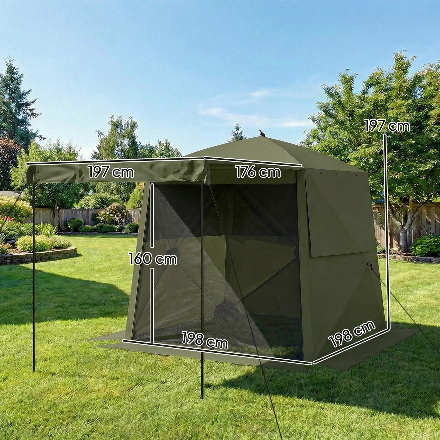 Pop Up Gazebo Waterproof Instant Shelter with Awning Mesh Windows