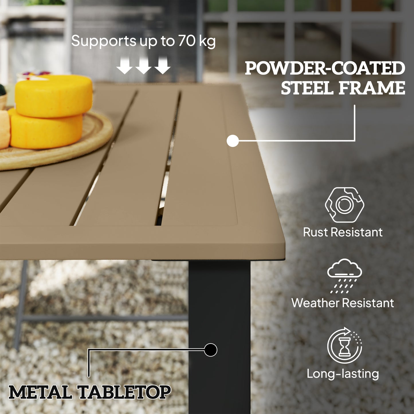 Garden Dining Table for 6 with Parasol Hole