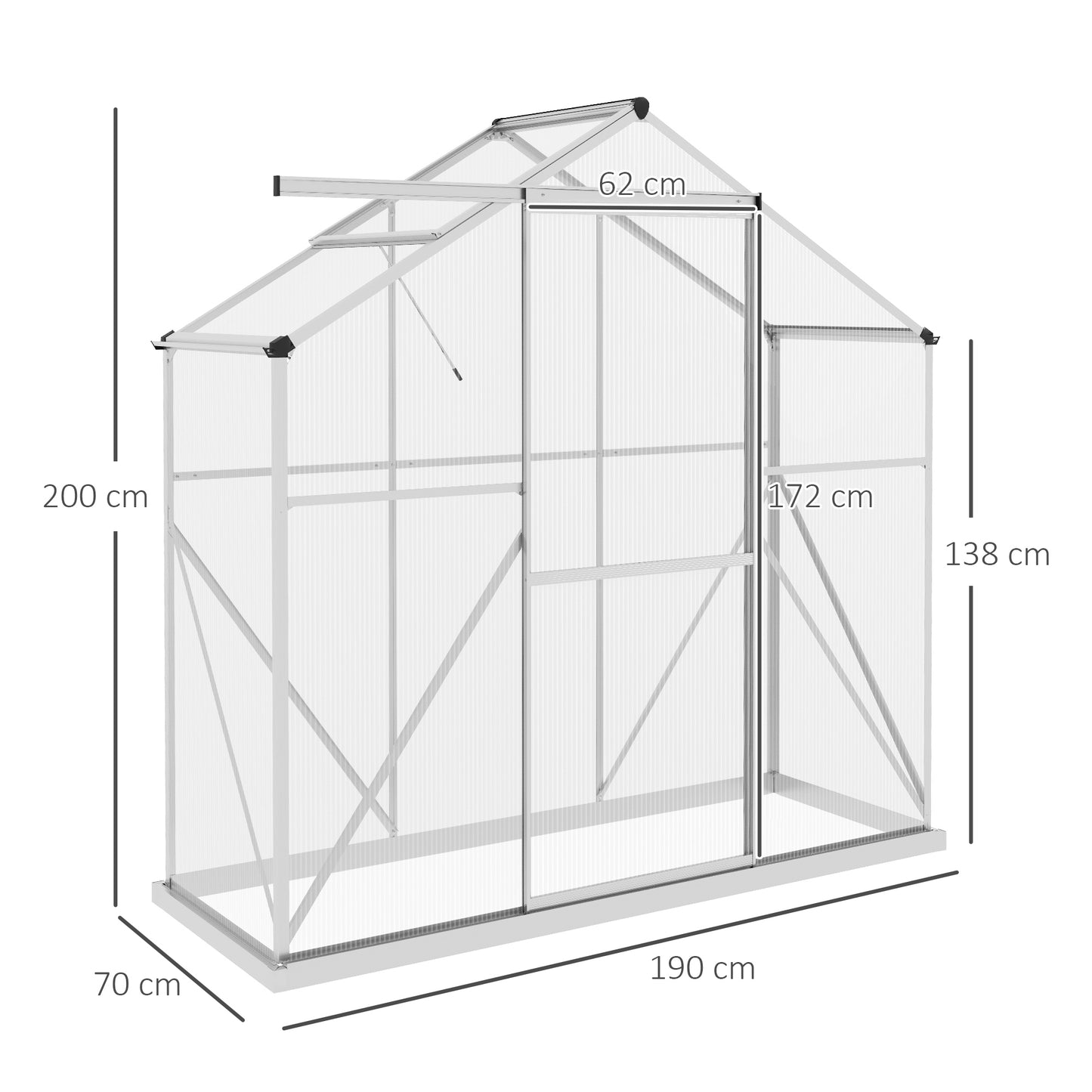 6 x 2.5ft Polycarbonate Greenhouse Walk-In Green House