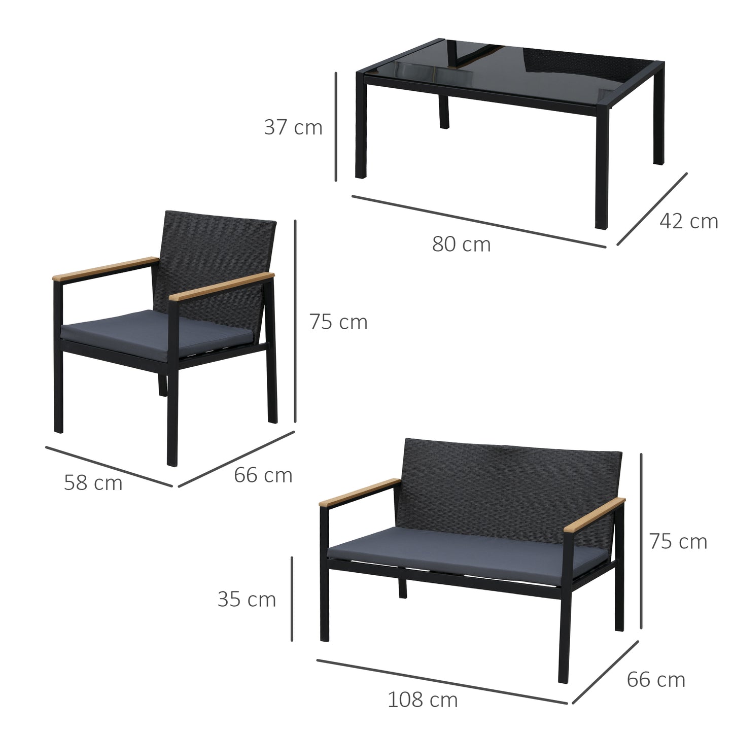 4 Pieces Rattan Garden Furniture Set (3)