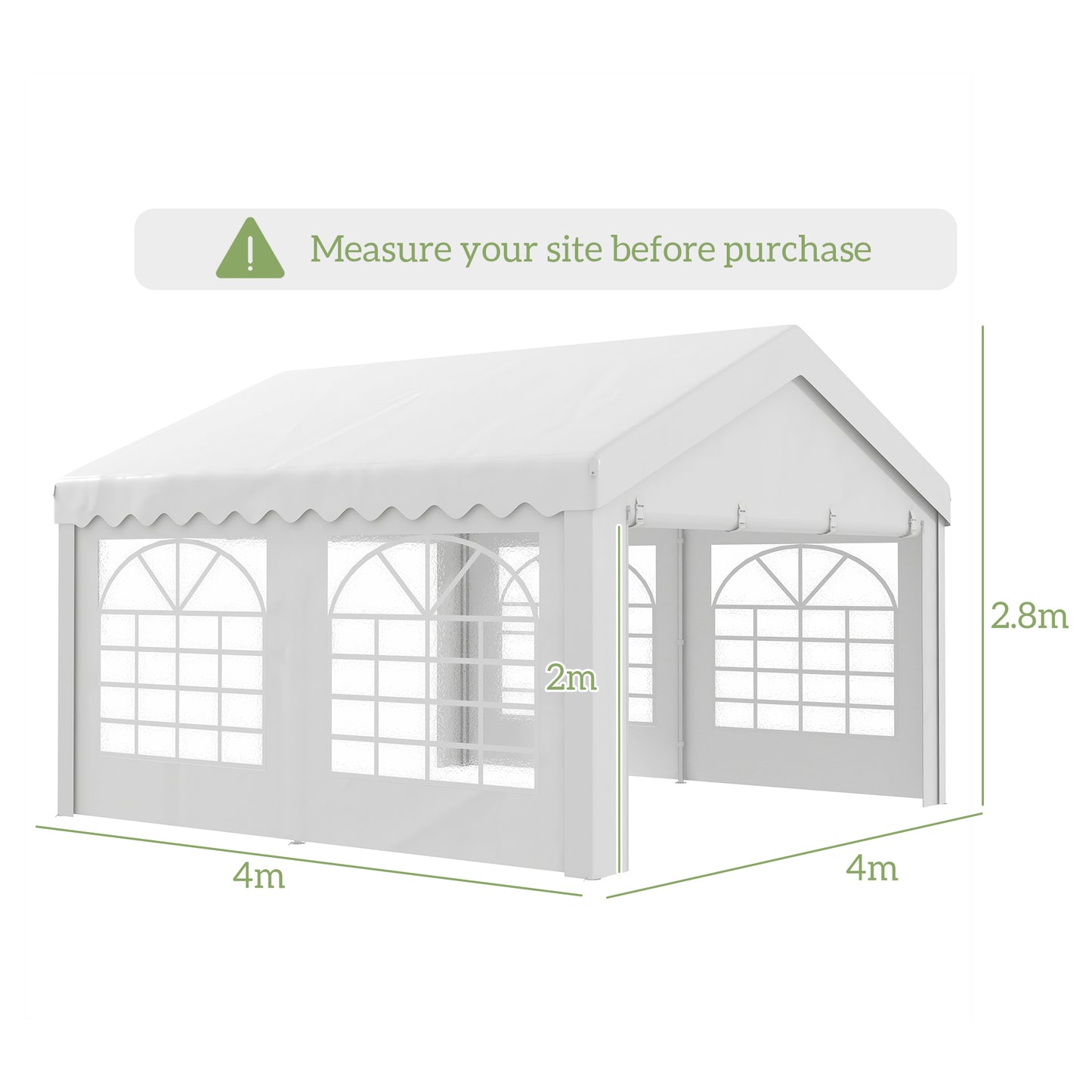 4m x 4m Marquee Party Tent, Heavy Duty Wedding Canopy with Sidewalls