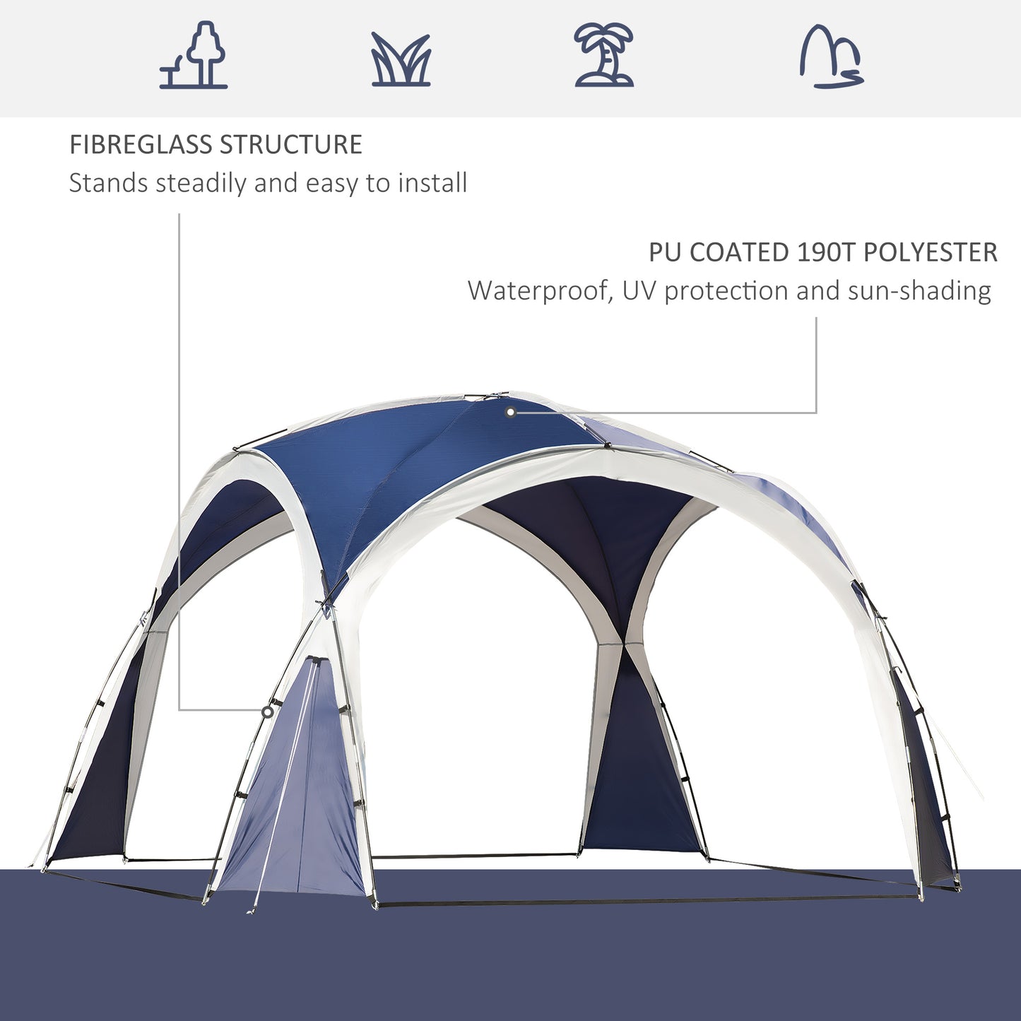 3.5 x 3.5M Camping Gazebo, Outdoor Event Shelter Dome Tent Garden