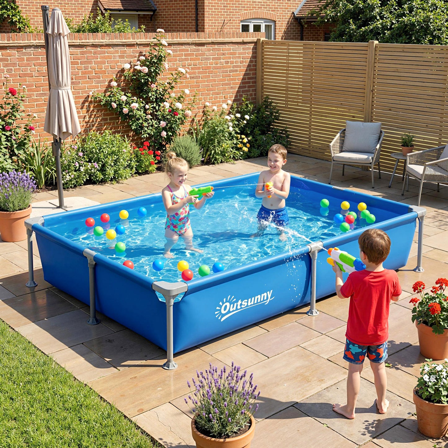 Metal Frame Swimming Pool, Rectangular Above Ground Frame Pool