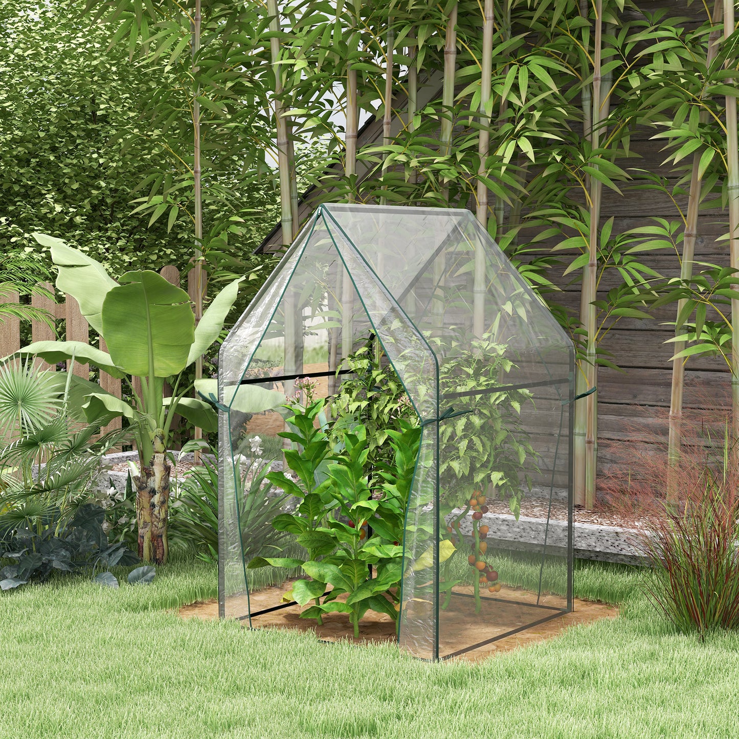 Mini Greenhouse, Garden Tomato Growhouse with 2 Zipped Doors