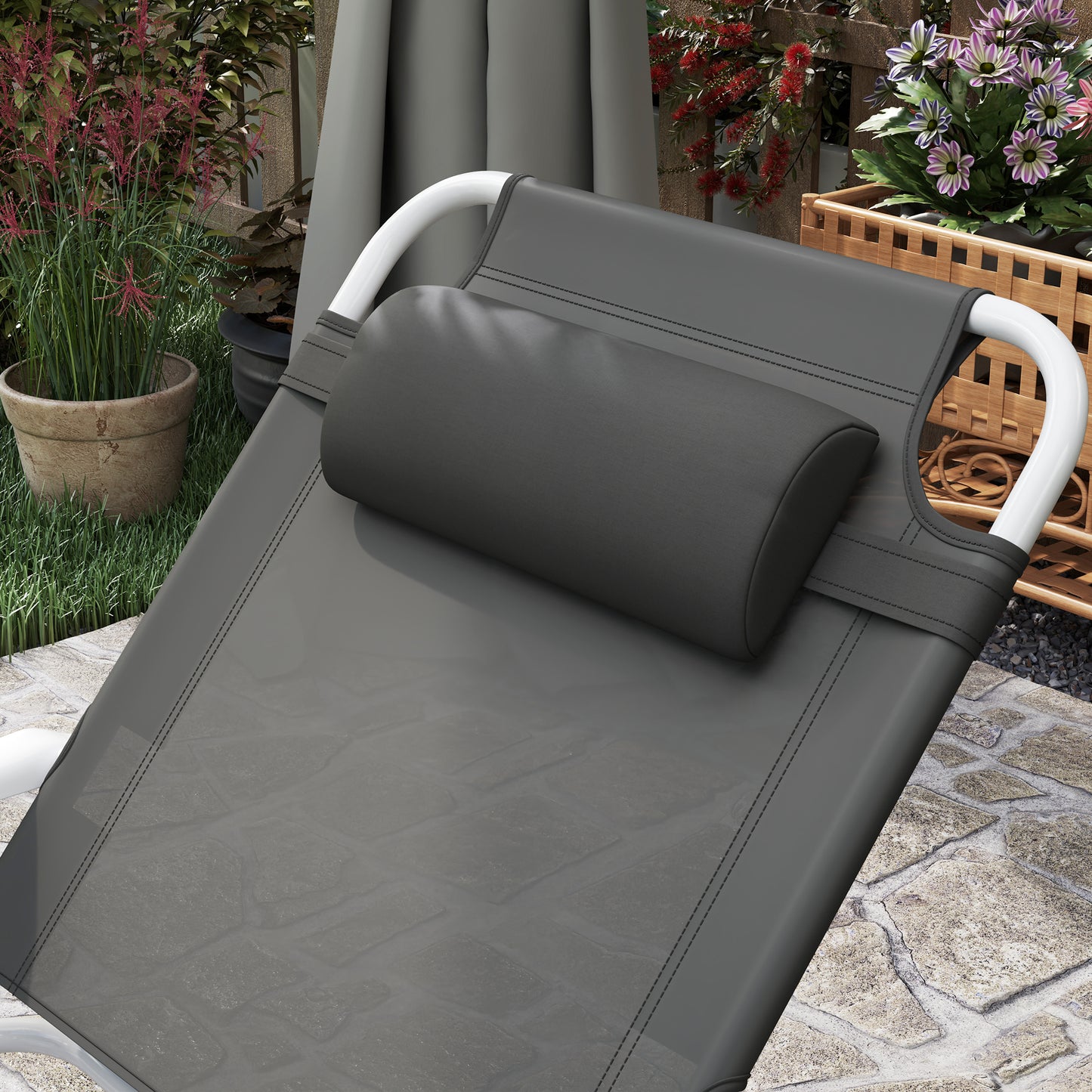 Foldable Lounge Chair with 4-Level Adjustable Backrest & Headrest