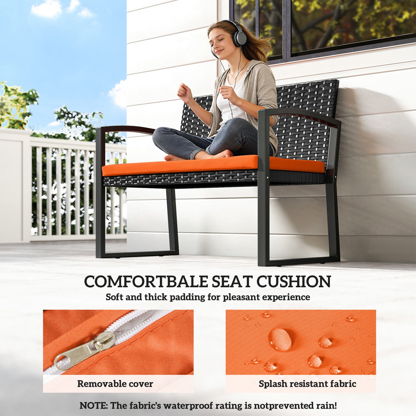 Two-Seater Rattan Garden Bench