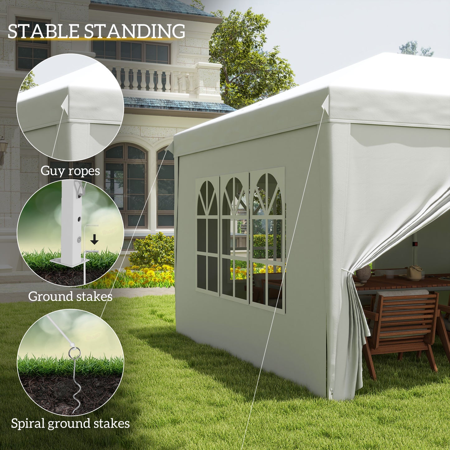 3 x 6 m Garden Pop Up Gazebo, Wedding Party Tent Marquee