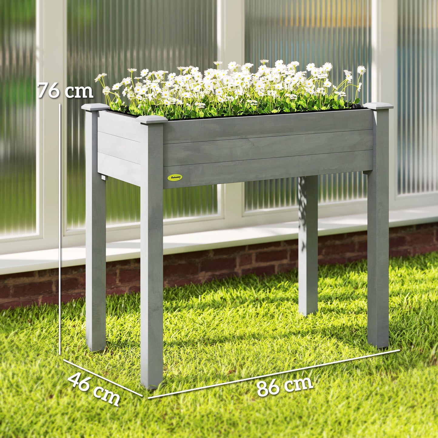 Raised Bed for Garden, Wooden Elevated Planter Box with Bed Liner